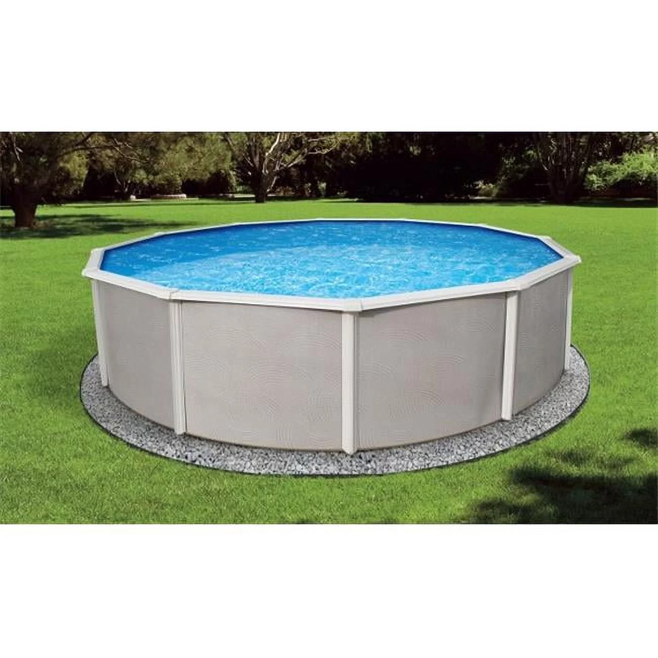 Blue Wave NB2530 Belize 27' Round 52'' Steel Pool with 6'' Top Rail - Womvr
