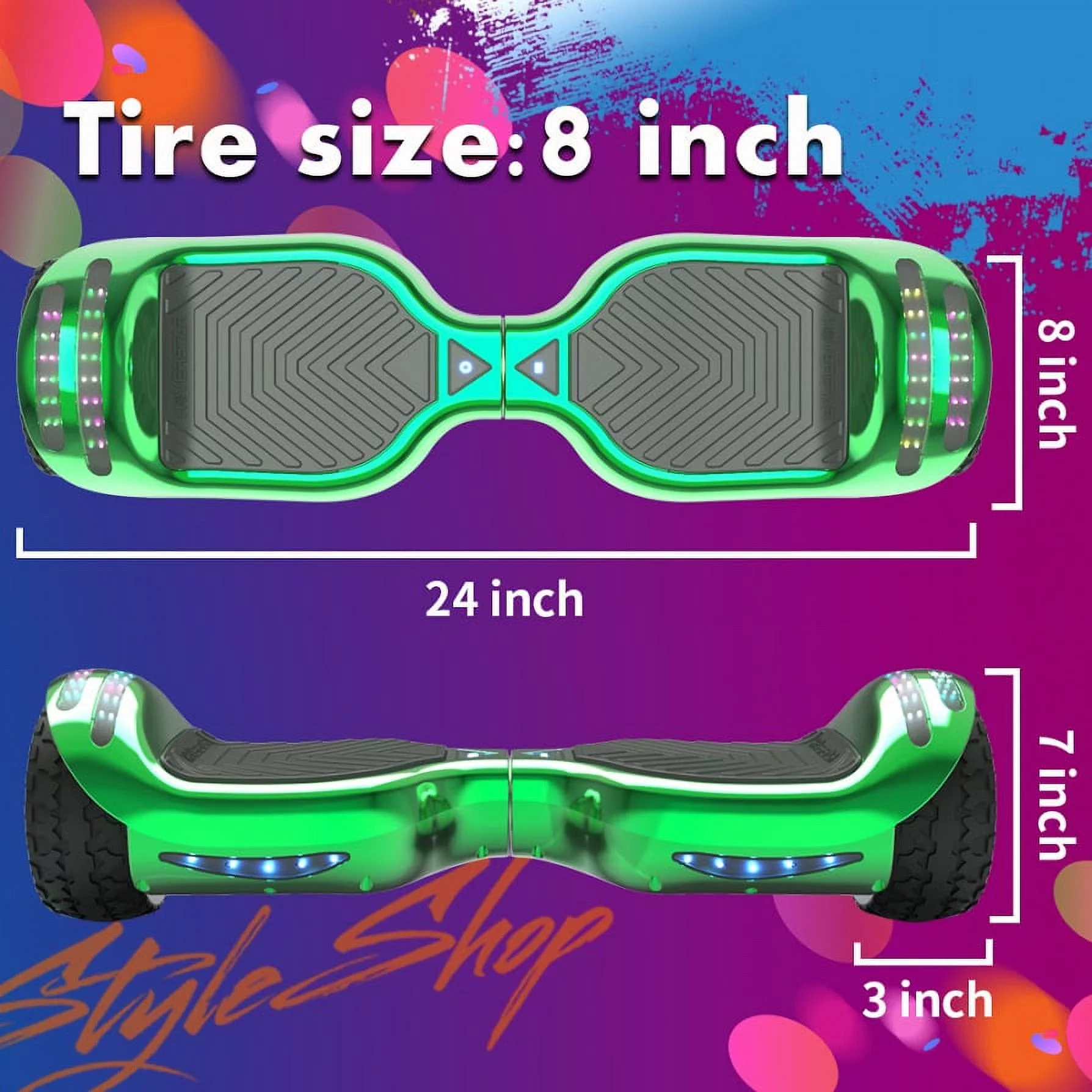 Hoverstar ul2272 Hoverboard All-Terrain LED Flash Wide All Terrian Wheel, Blue - Womvr