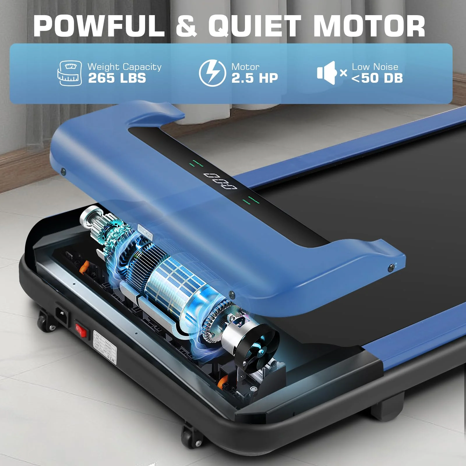 FUNMILY Walking Pad Treadmill with Remote Control, Electric Treadmill with LED Display, Under Desk Treadmill for Home Office Use, Black - Womvr