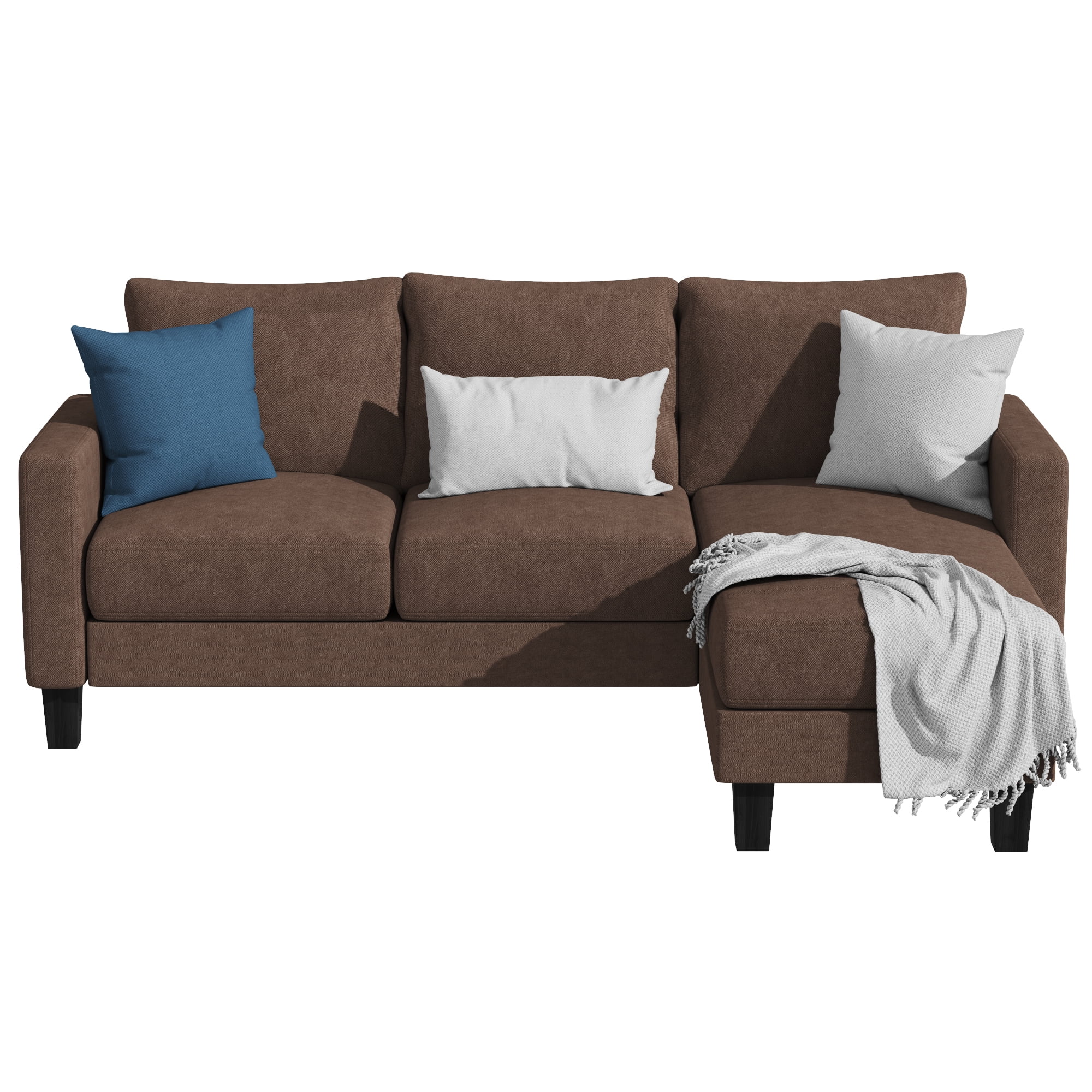 Homall Convertible Sectional Sofa Couch, Modern Linen Fabric L-Shaped Couch 3-Seat Sofa Sectional with Reversible Chaise for Small Living Room, Apartment and Small Space, Dark Gray - Womvr