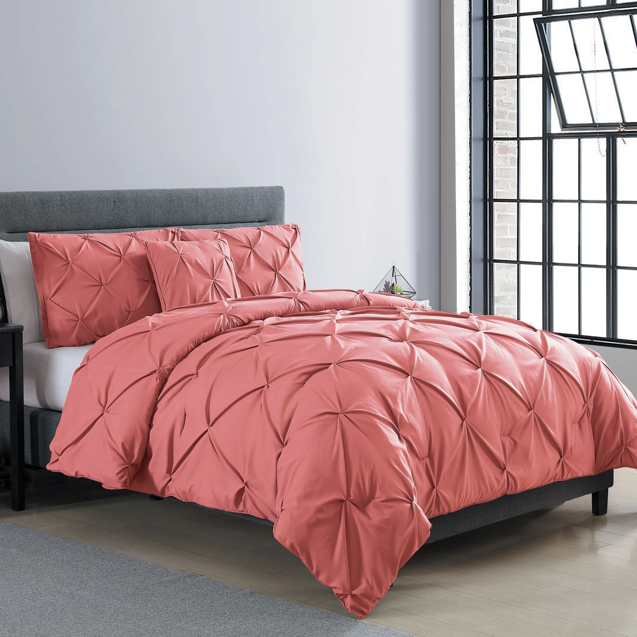VCNY Home Carmen 4-Piece Navy Solid Pintuck Comforter Set, Queen - Womvr