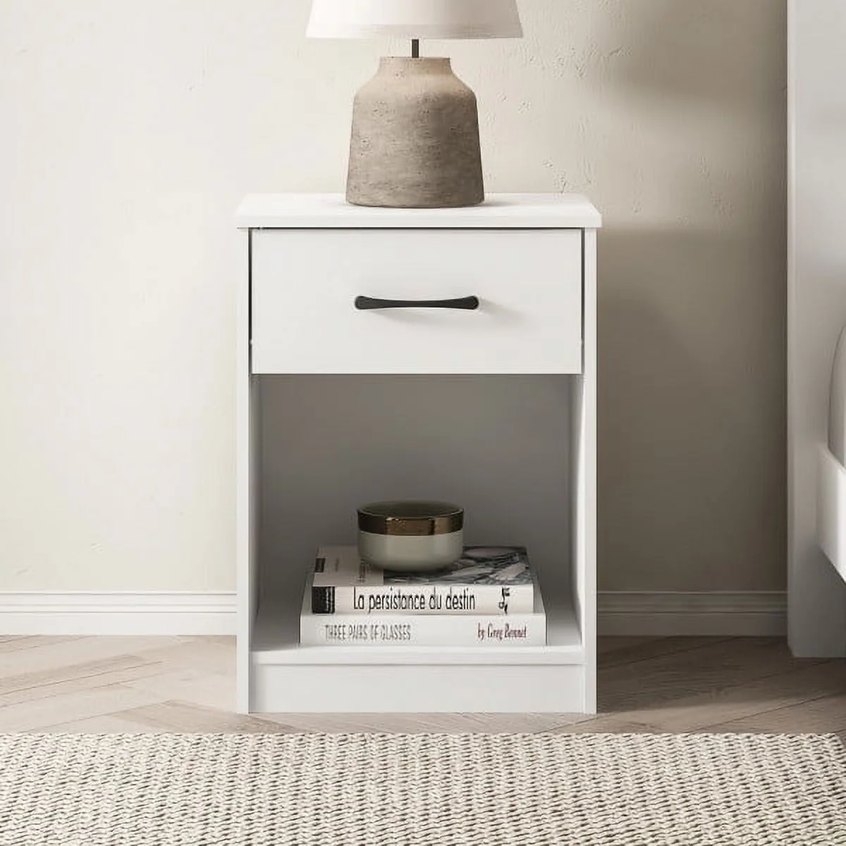 Mainstays Ardent Nightstand with 1 Drawer, White - Womvr
