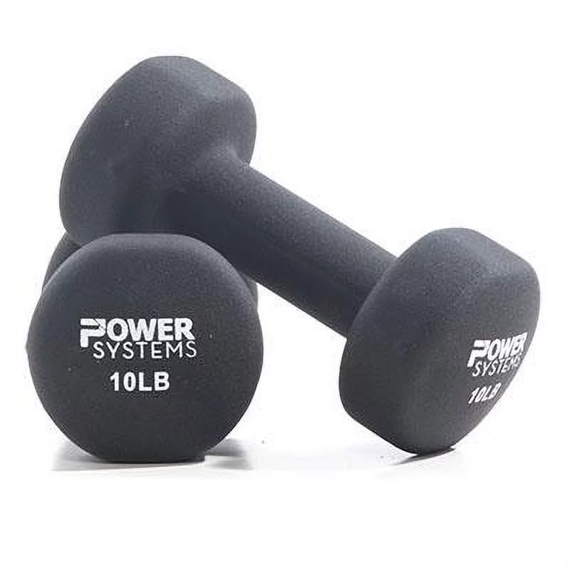 Power Systems Premium Neoprene Coated Dumbbell, Black, Pair, 8 lb - Womvr