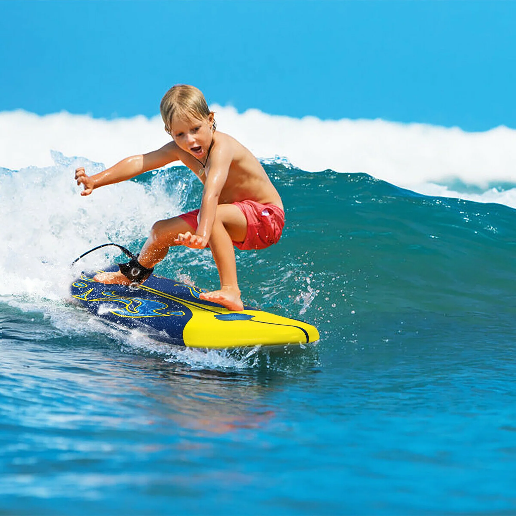 Costway 6' Surfboard Foamie Body Surfing Board W/3  Fins & Leash for Kids Adults Red - Womvr