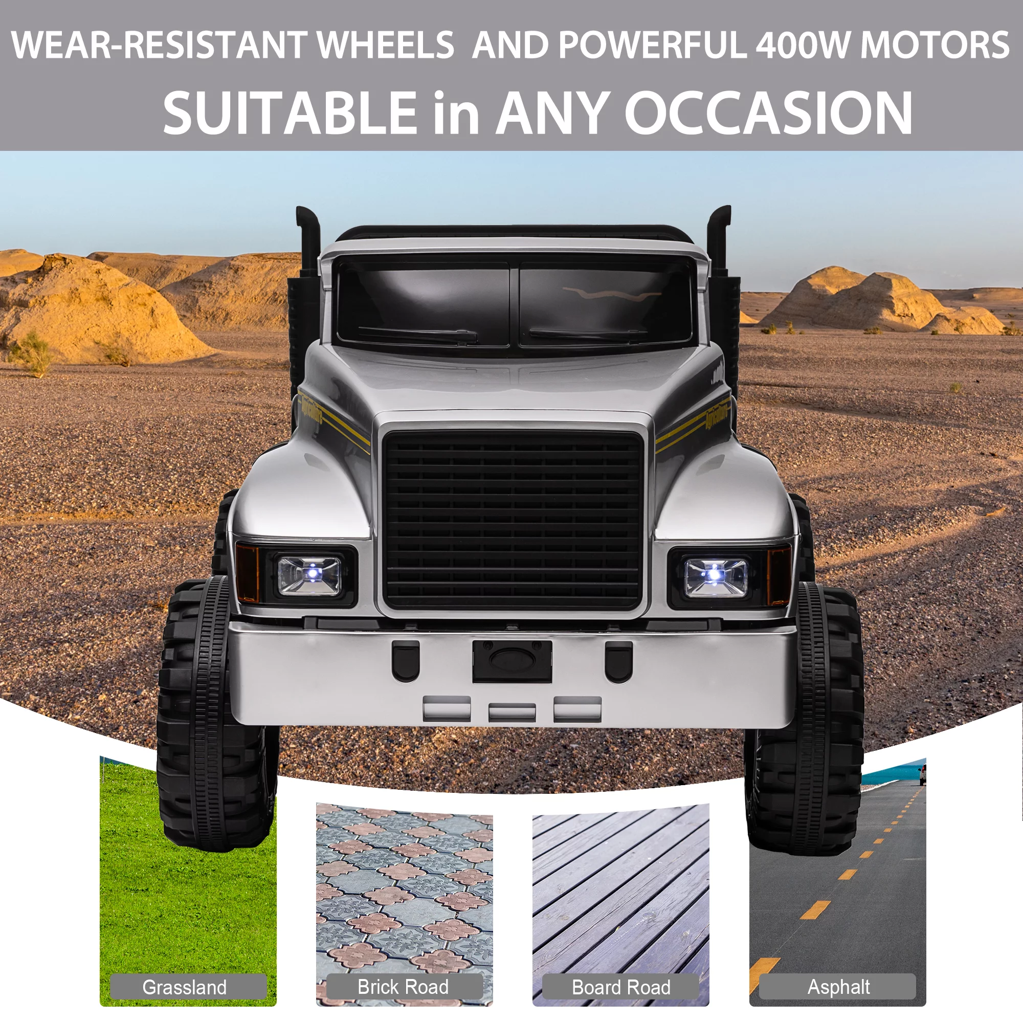 Outfunny 24V Ride on Dump Truck, 2 Seater Ride on Toy for Big Kids with Remote - Green - Womvr