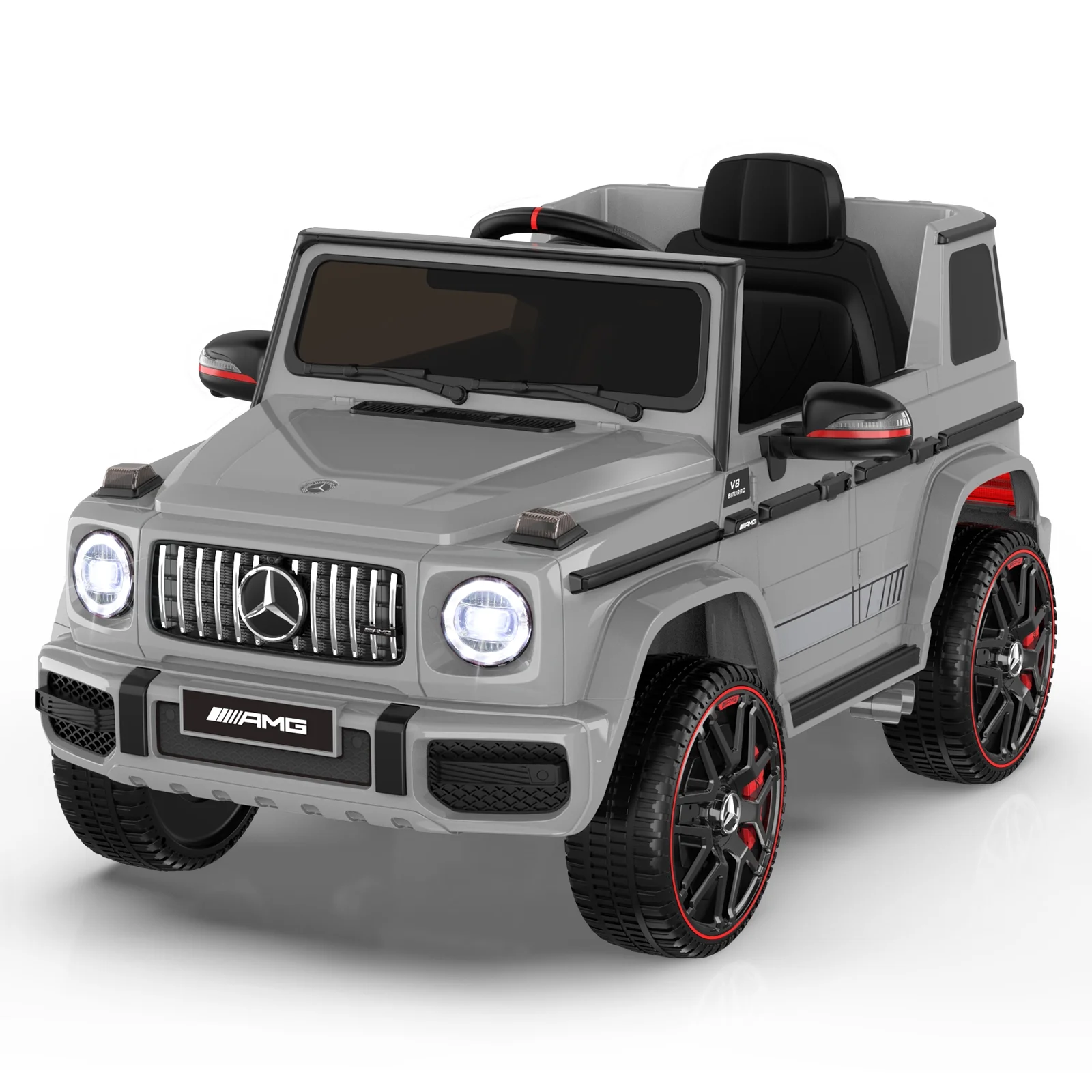 12Volt 1 Seater Mercedes-Benz G63 Licensed Powered Ride on Toy with Remote Control, Gift for Kids Aged 2~4 Years -Red - Womvr