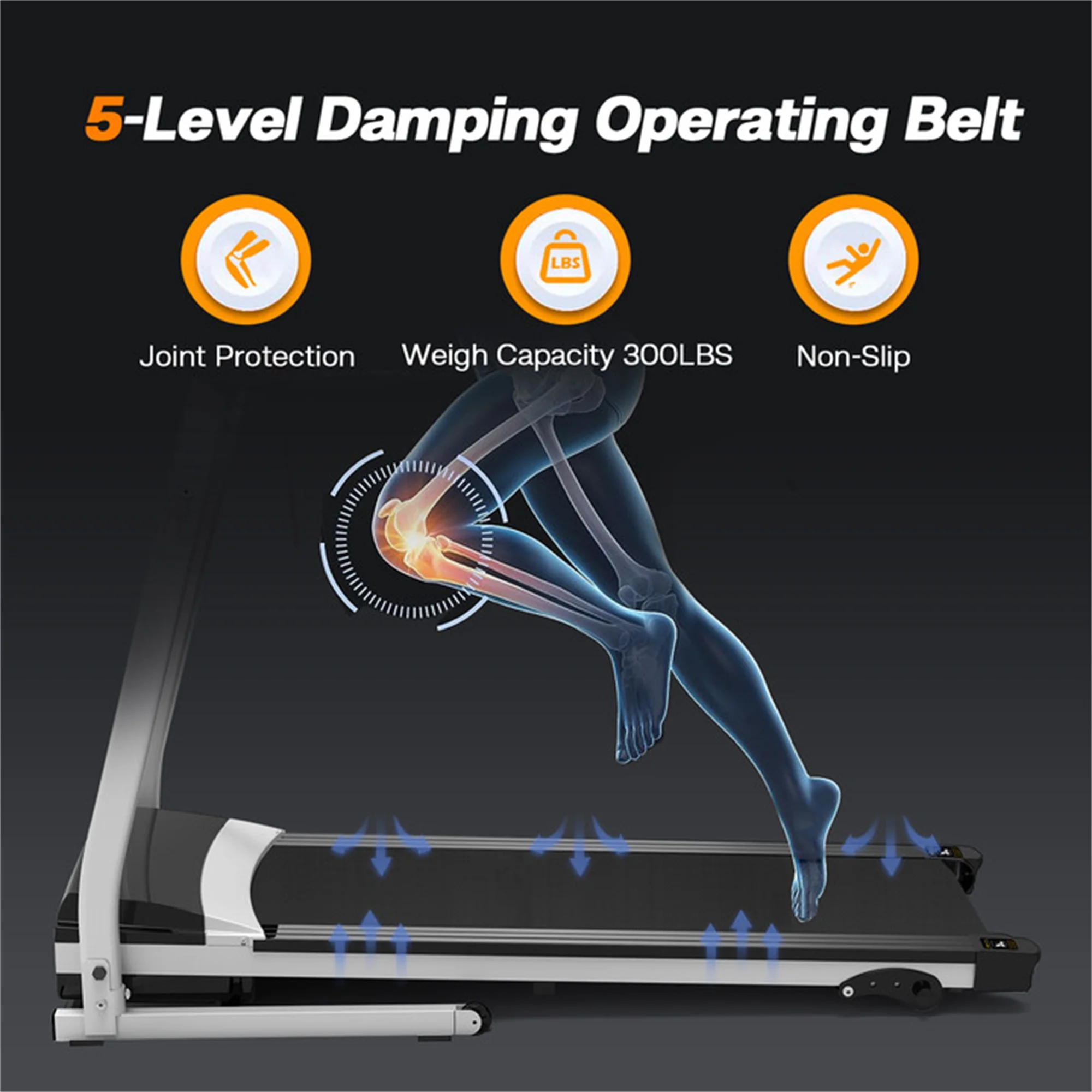 Aukfa Folding Treadmill with Incline, 265 lbs Capacity, 7.5 mph Max Speed for Home Gym Workout - Womvr