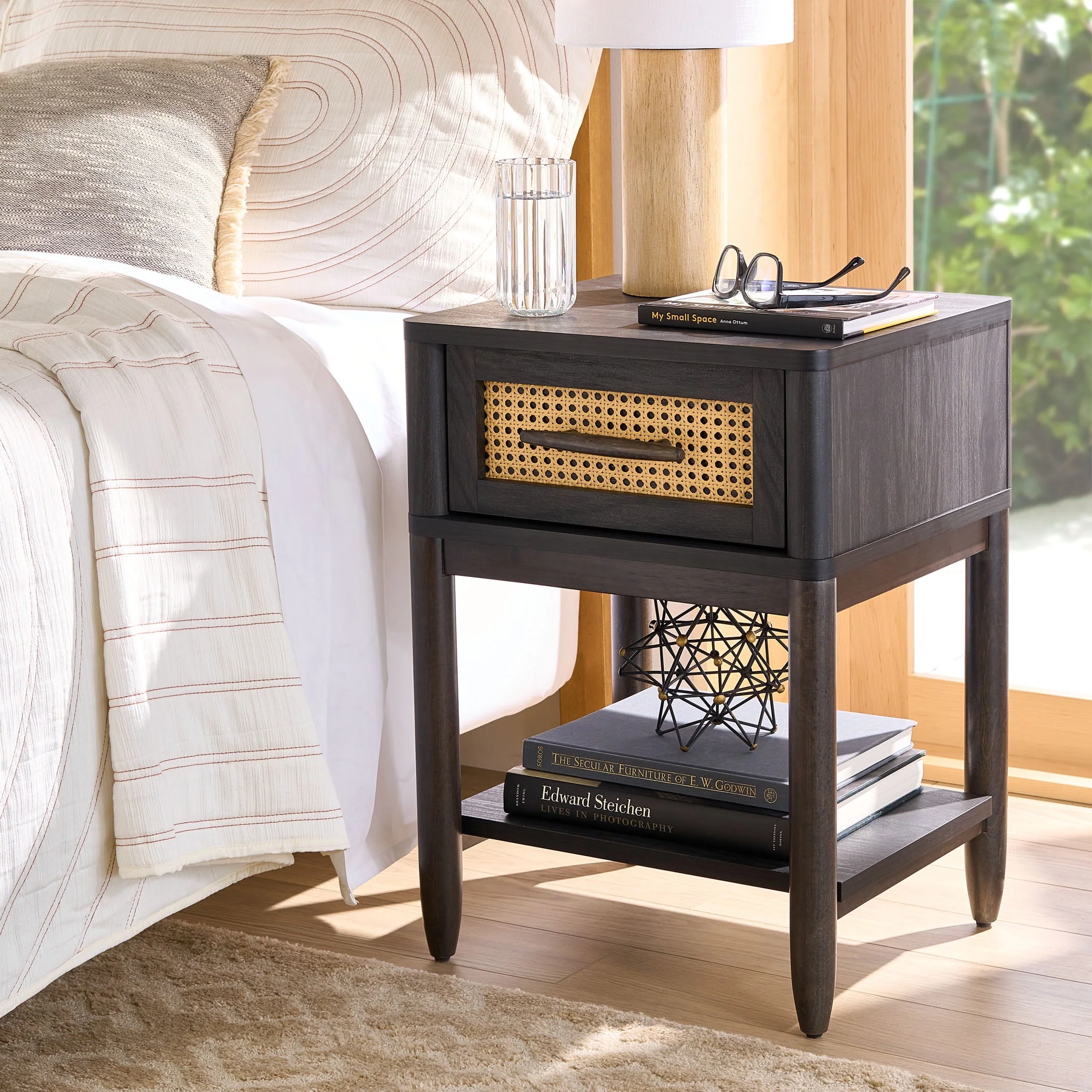 Better Homes & Gardens Springwood Caning Nightstand, Light Honey Finish - Womvr