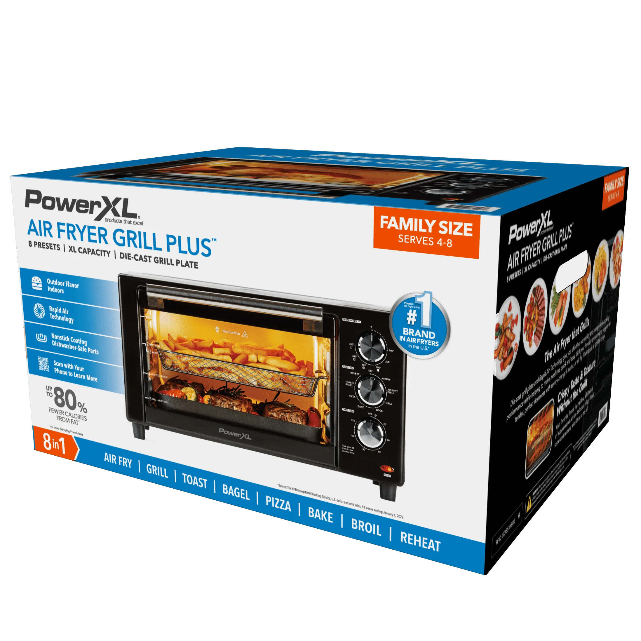 PowerXL Air Fryer Grill Plus, Toaster Oven, Black, 1500 Watts - Womvr