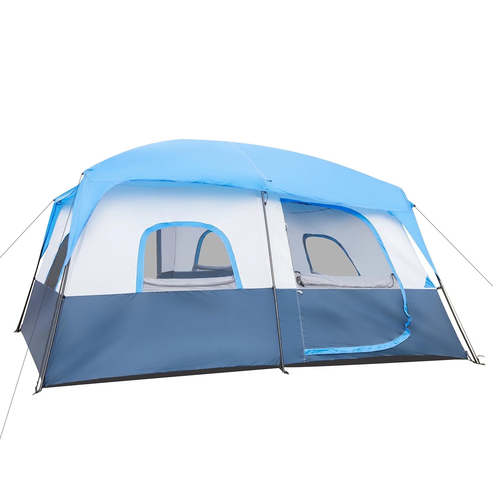Zimtown Family Camping Tents 10 People Three Rooms Polyester Cloth Fiberglass Poles Dark Gray - Womvr