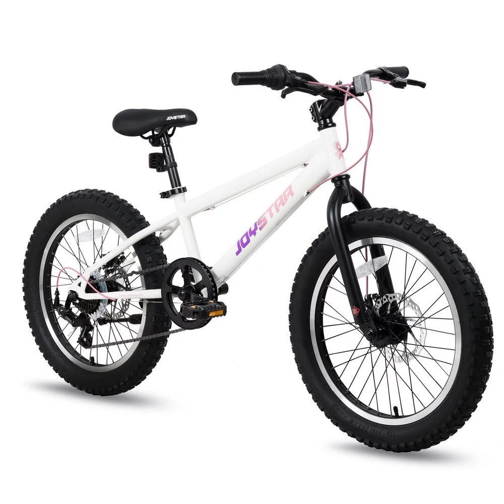 JOYSTAR 20 Inch Mountain Bike for Kids Ages 7-12 Year Old, 3-Inch Wide Knobby Tires, 7 Speed Shimano Drivetrain, Disc Brakes, Fat Tire Kids Bicycles for Boys Girls - Womvr