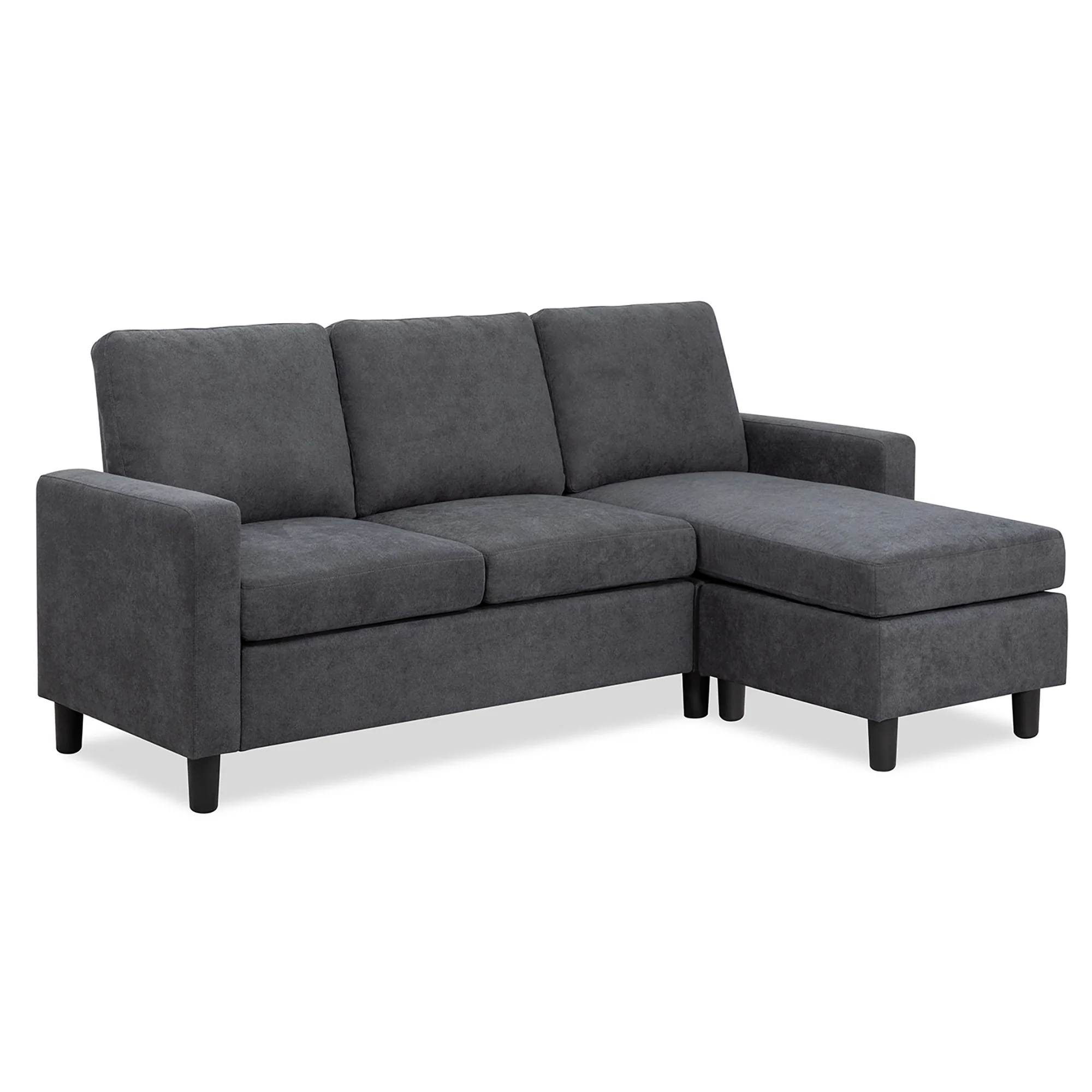 Walsunny Convertible Sectional L-Shaped Sofa with Modern Linen Fabric(Grayish Black) - Womvr
