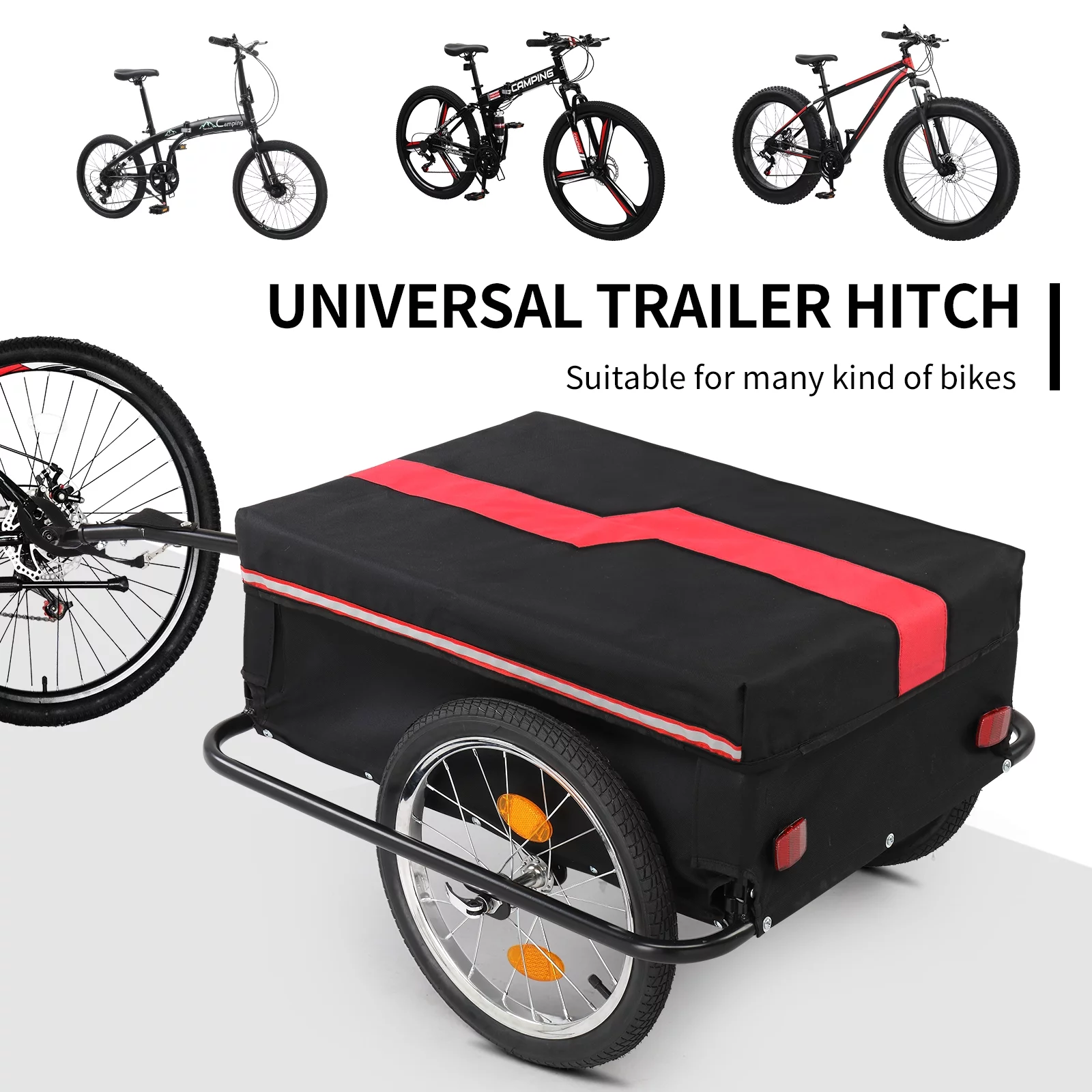 Ktaxon Bike Cargo Trailer with Removable Cover, Bicycle Wagon Trailer with 16