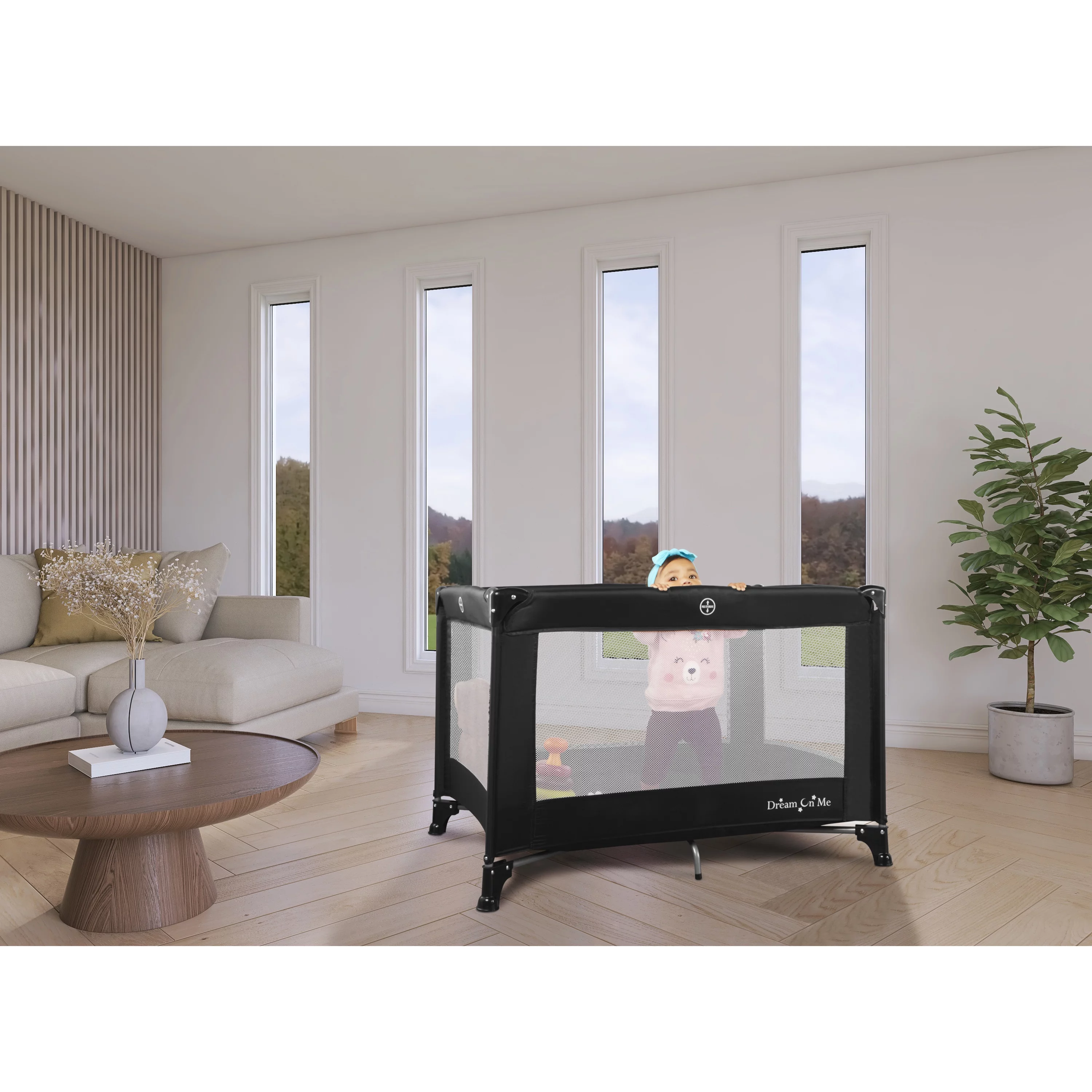 Dream On Me Nest Portable Play Yard with Carry Bag and Shoulder Strap, Pink - Womvr