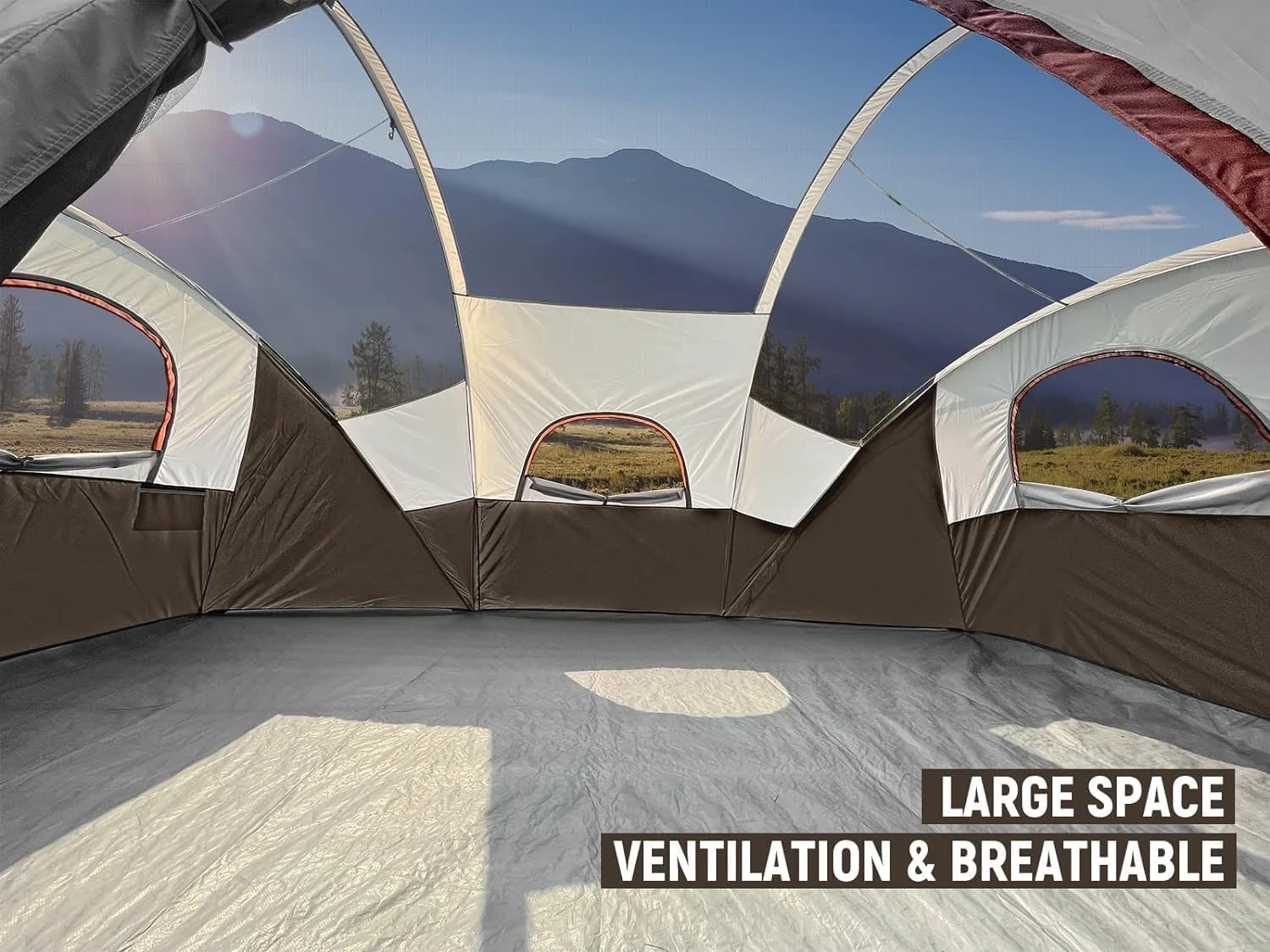 10 Person Camping Tent - Portable Easy Set Up Family Tent for Camp, Windproof Fabric Dome Tent Outdoor for Hiking, Backpacking, Traveling-14'x11'x74in(H) - Womvr