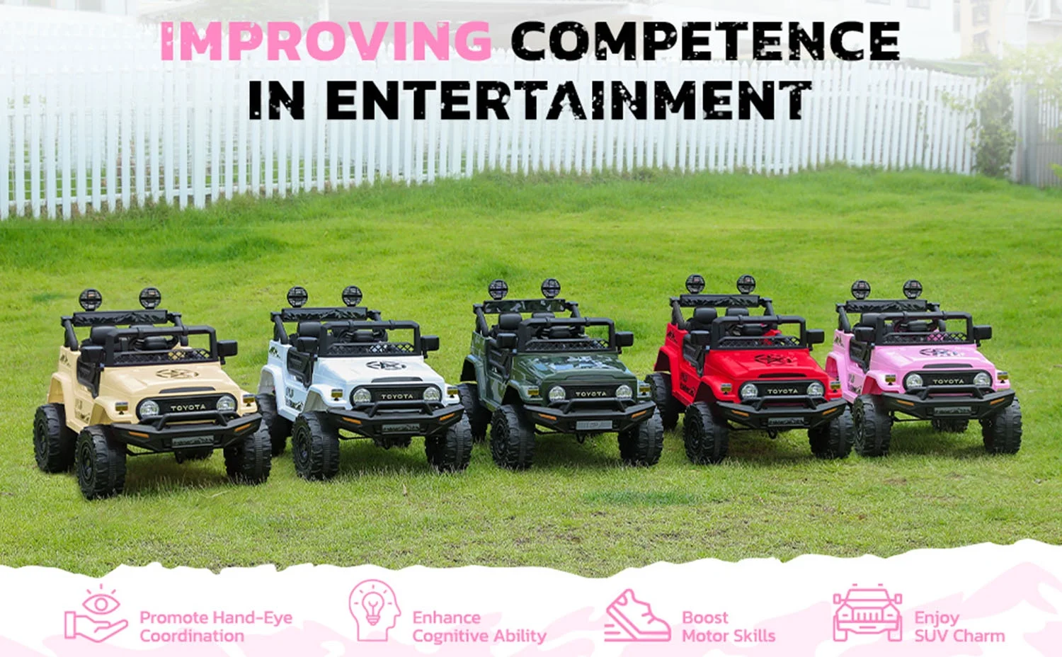 Toyota FJ Cruiser Ride on Car, 12V Powered Off-Road Toys for Kids w/ Remote,Spring Suspension,6 LED Lights,Camo Green - Womvr