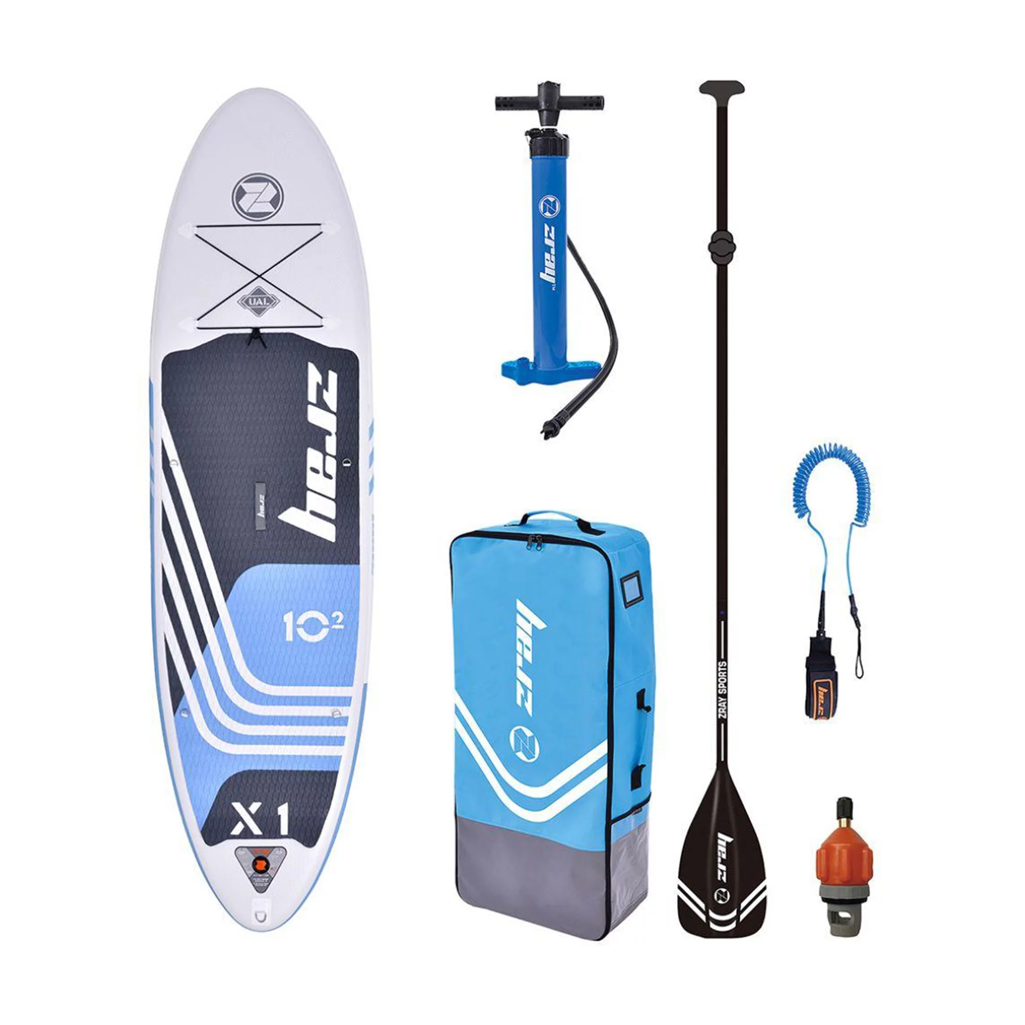 Zray 12 Foot X-Rider Epic X3 Inflatable SUP Paddle Board Kit, Blue/White - Womvr
