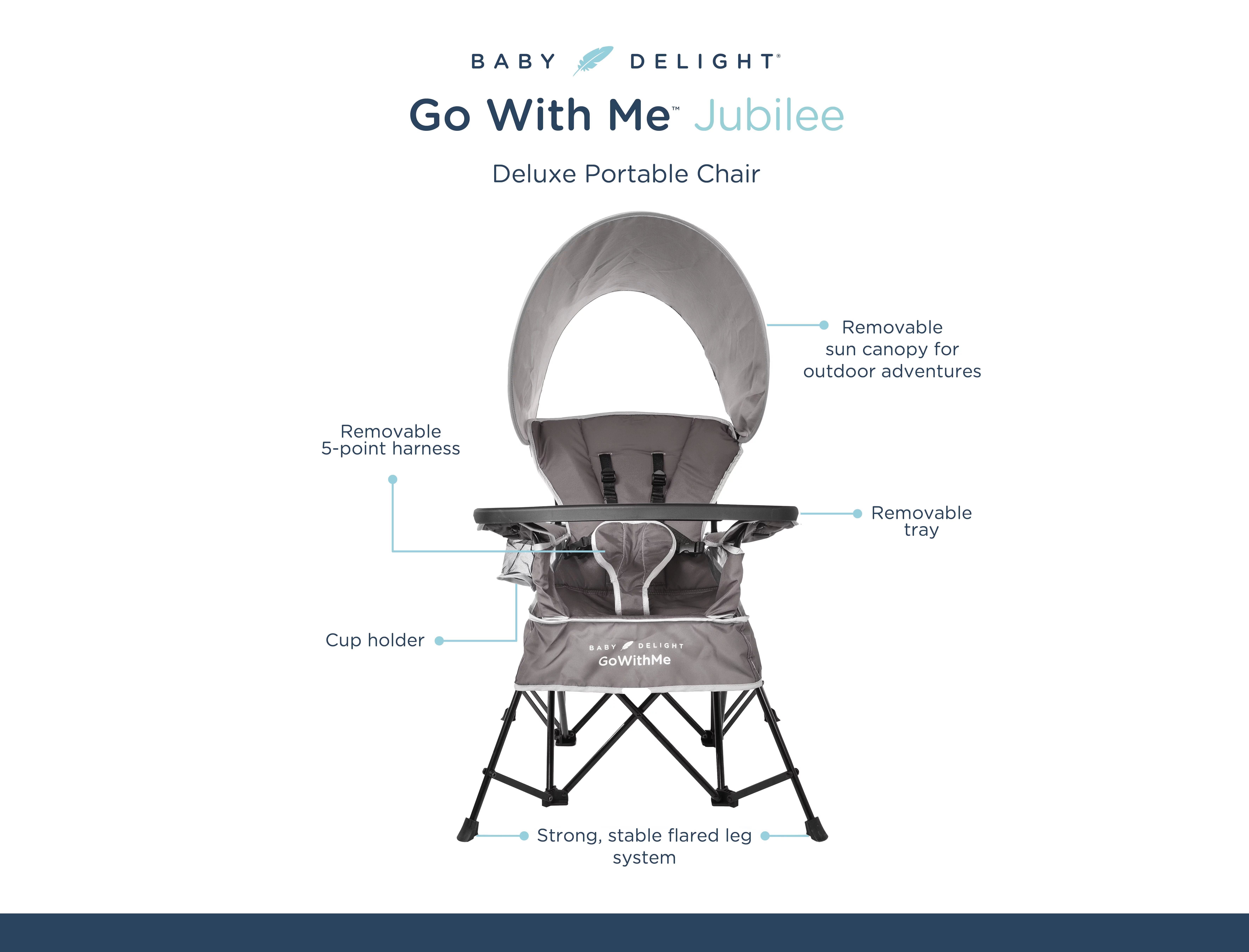 Baby Delight Go with Me Jubilee Deluxe Portable Infant Chair, Removable Canopy, Teal - Womvr