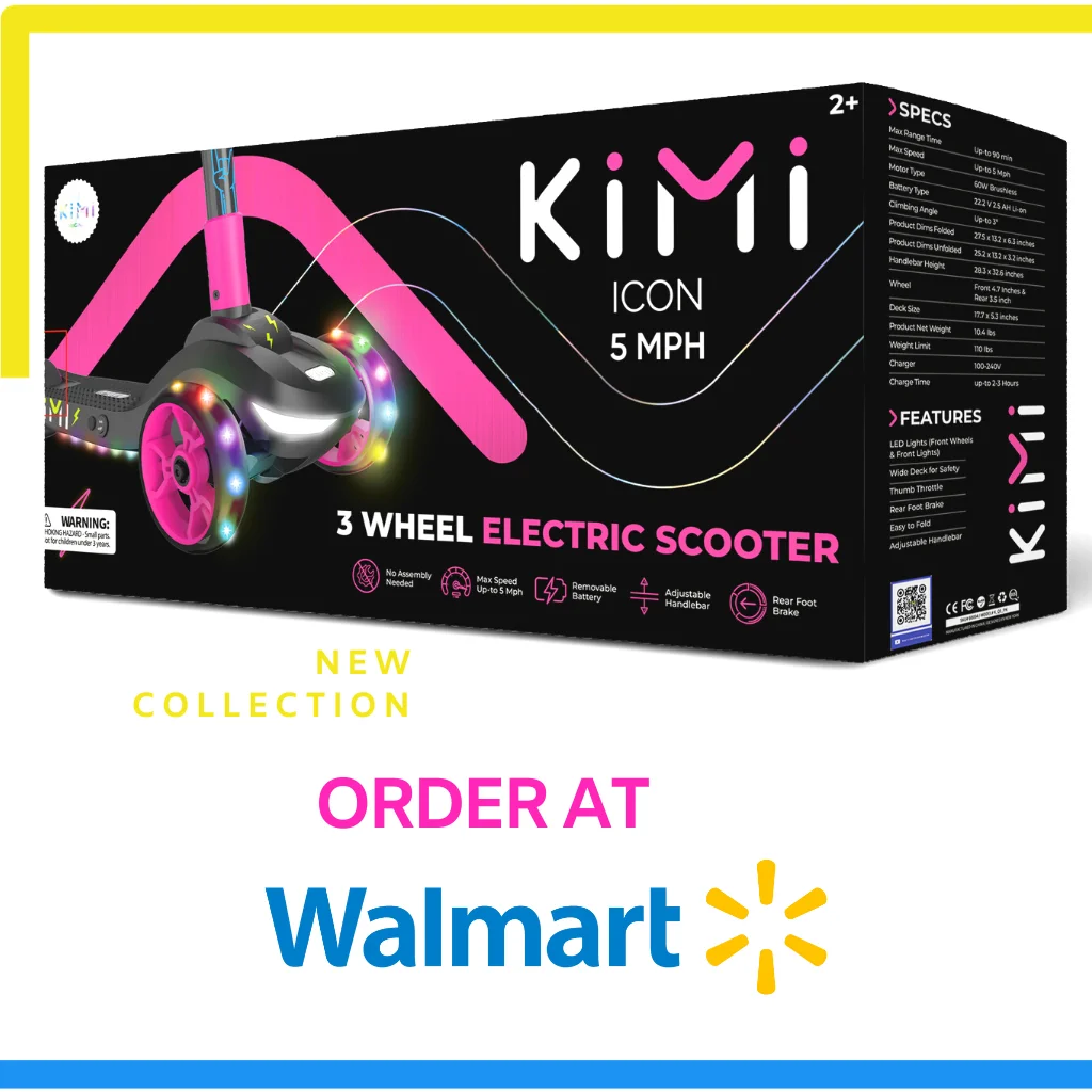 Kimi Kids 3-Wheel Electric Scooter, Ages 2-9, 5Mph, Lights, 10 Miles Range - Womvr