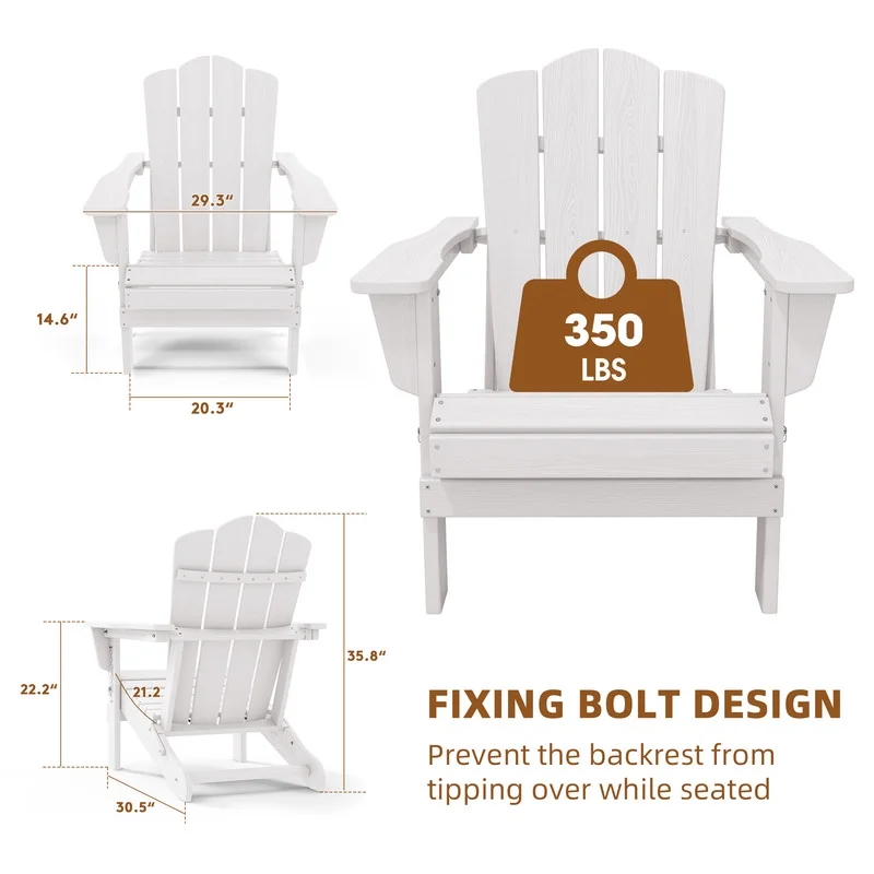 Outdoor Patio Folding HDPE Resin Adirondack Chair, Red - Womvr