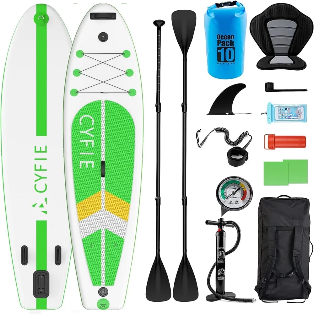 Paddle Board for Adult, Inflatable Surfboard Fishing Standup Cyfie Paddle Board 10.6 ft - Womvr