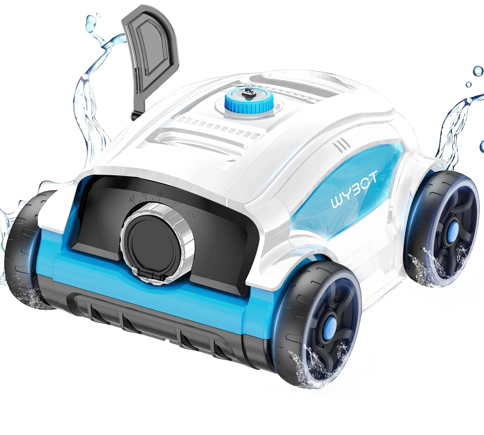 Wybot Robotic Pool Cleaner, Cordless Pool Vacuum Robot with 45W Boosted Power, 130Mins Superior Endurance for Above/Inground Pools Up to 1300 Sq.ft (Black and Blue) - Womvr