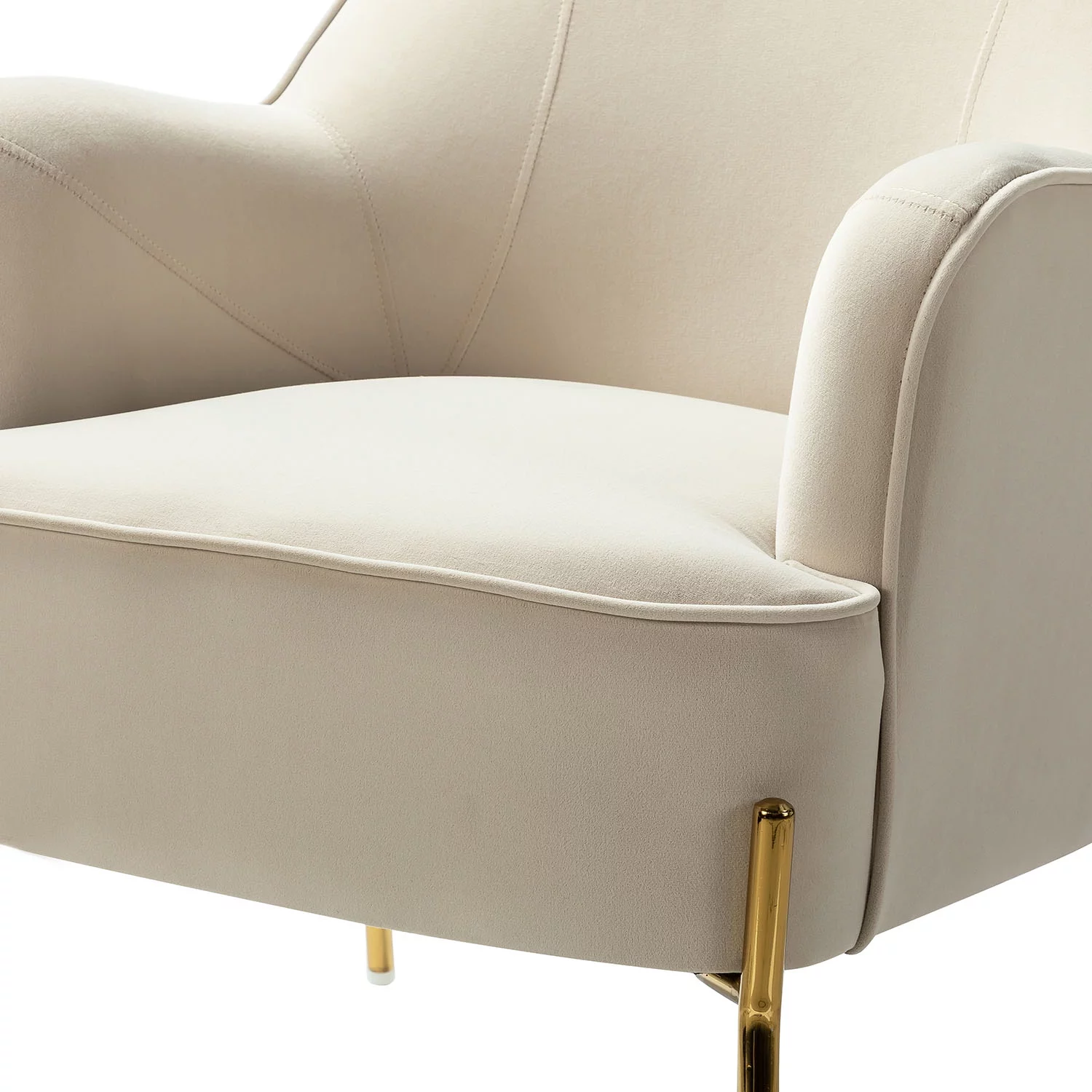 Velvet Upholstered Accent Chair Metal Legs Curved Backrest Lounge Home Armchair Bedroom Adult Pink - Womvr