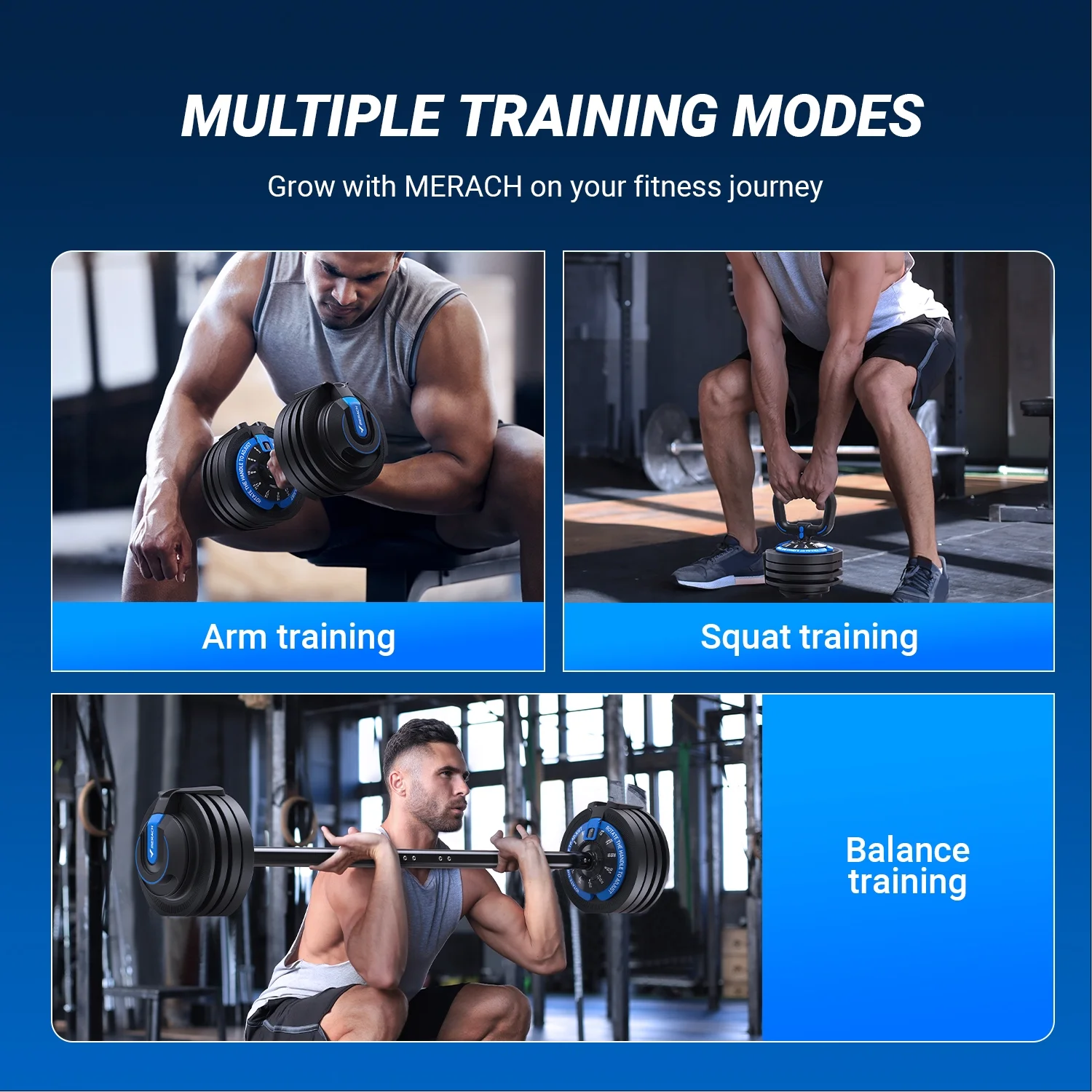 MERACH 3 in 1 Adjustable Dumbbell Weight Set With Anti-Slip Handle,7-54lbs - Womvr