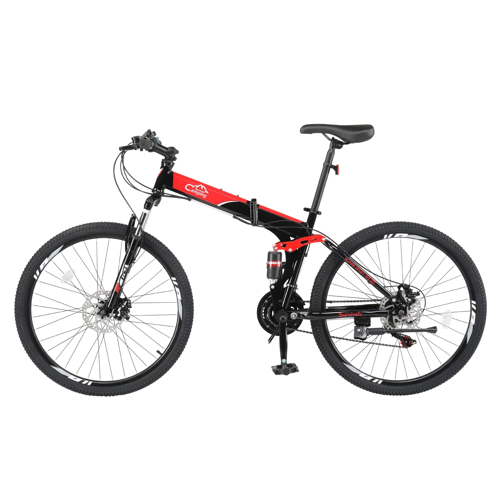 UBesGoo Folding Mountain Bike Shimano 21-Speed, with 26 inch Wheels, Red - Womvr
