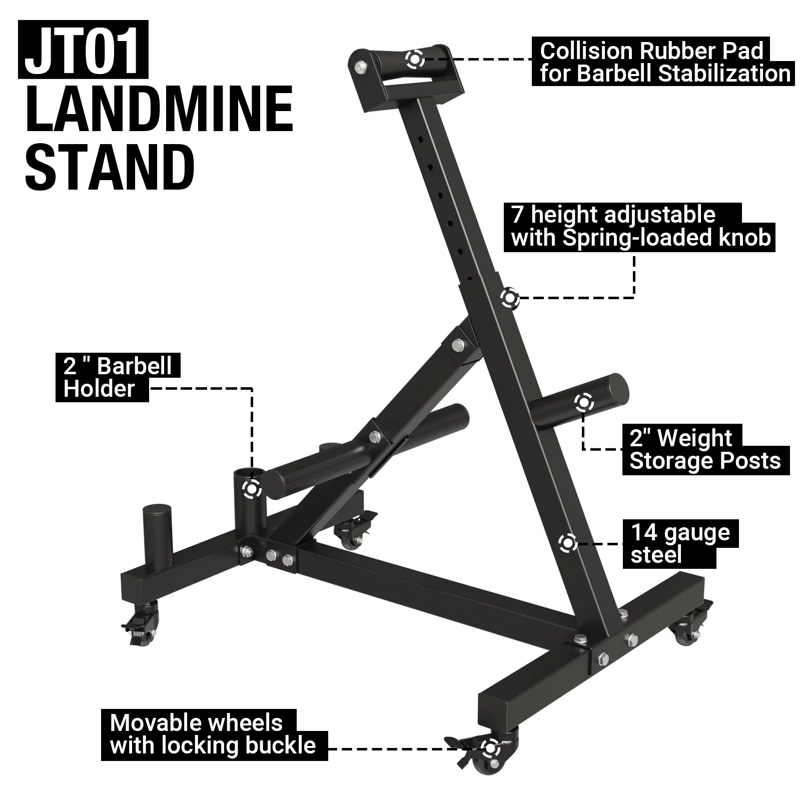 syedee Landmine Squat Attachment, Heavy-Duty T-Bar Row Machine with Viking Press, Fits 2-inch Olympic Barbell for Shoulder Press, Rowing - Womvr