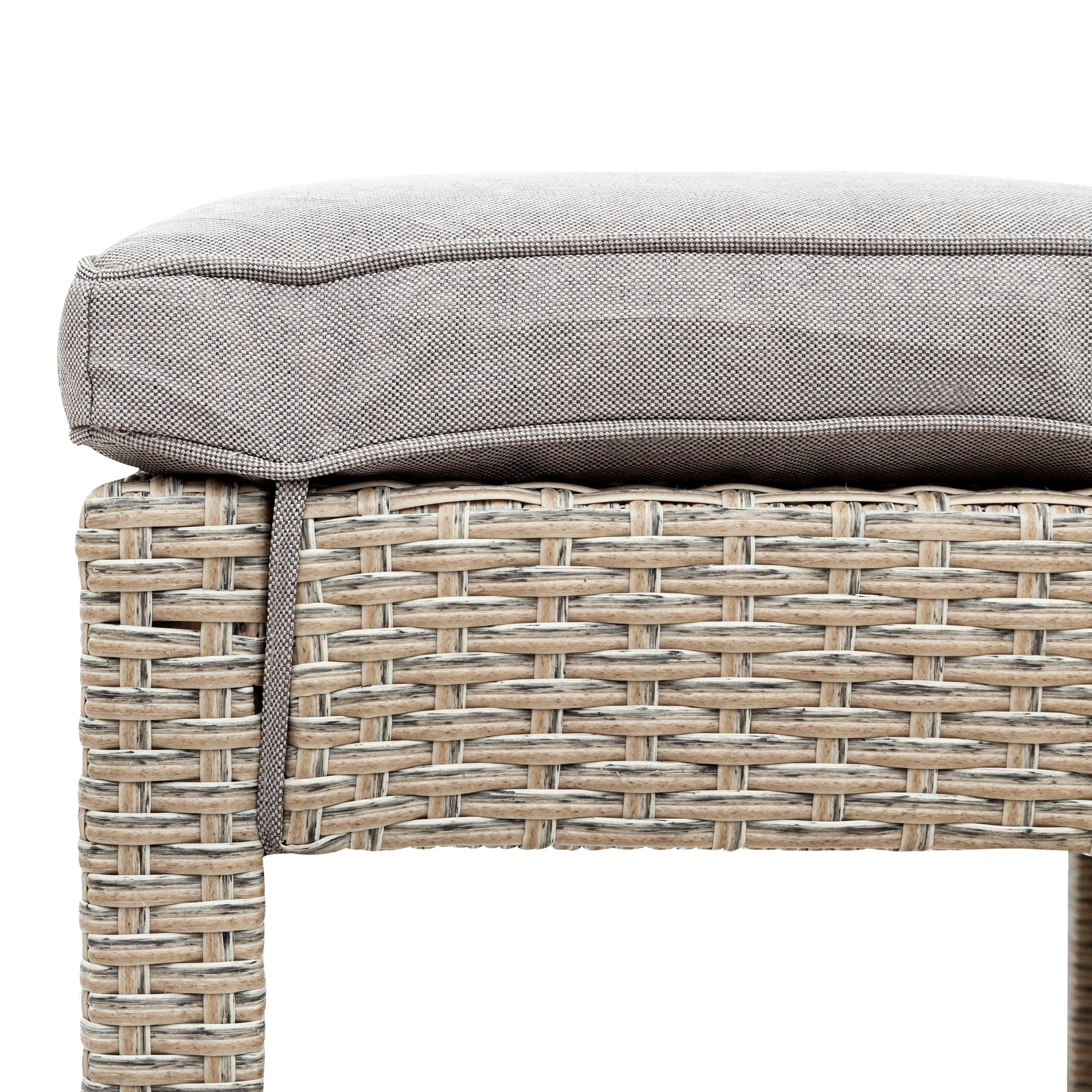 SESSLIFE 5 Piece Outdoor Rattan Dining Set with Storage Shelf, Patio Bar Table and 4 Stools Set, Modern Gray Wicker Outdoor Furniture Sets - Womvr