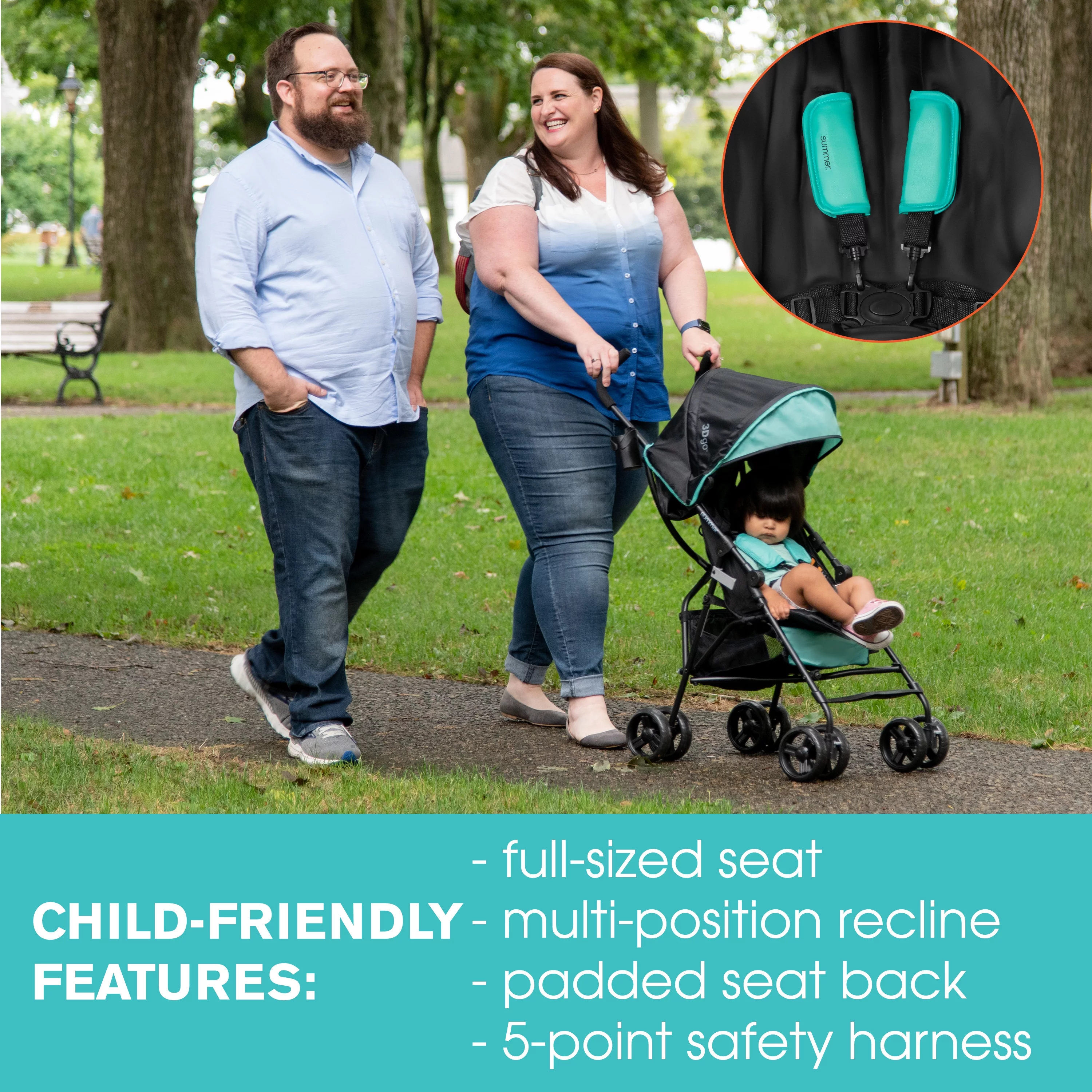 Summer Infant 3Dgo Lightweight Compact Fold Convenience Stroller, Black - Womvr