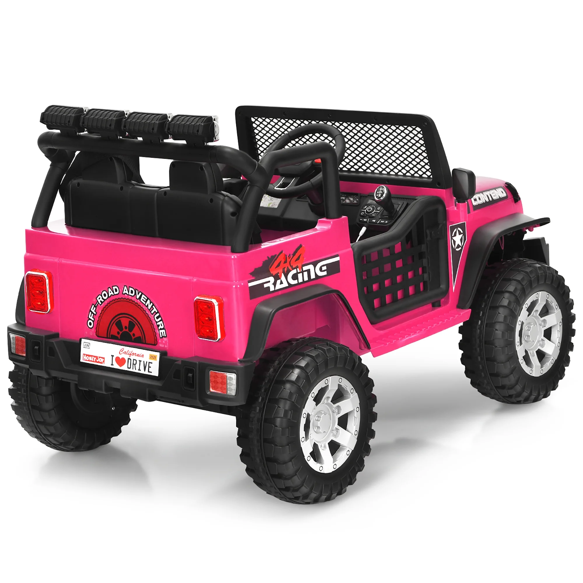Costway 12V Kids Ride On Truck Remote Control Electric Car with Lights&Music Red - Womvr