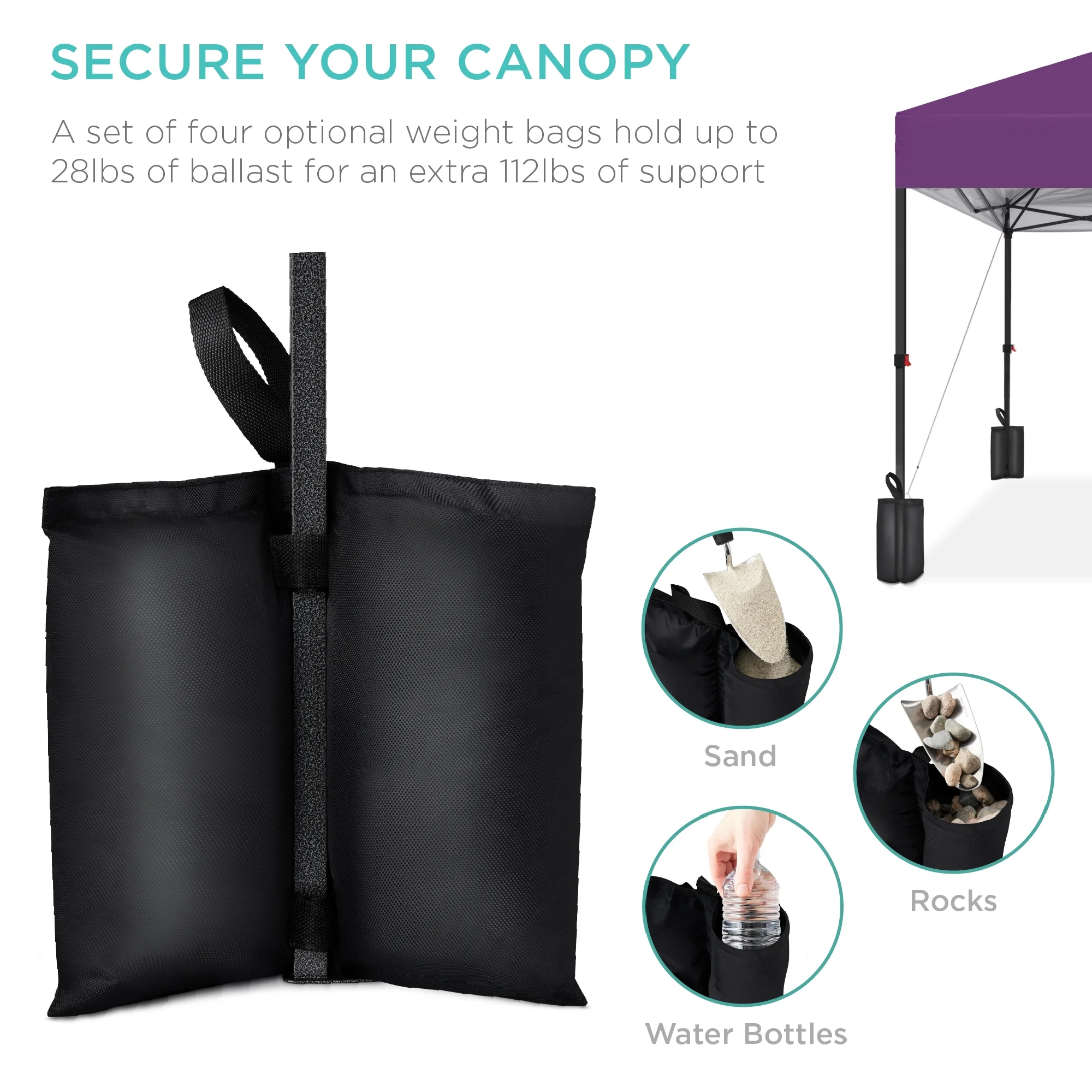 Best Choice Products 10x10ft Easy Setup Pop Up Canopy w/ 1-Button Setup, Wheeled Case, 4 Weight Bags - Cerulean - Womvr