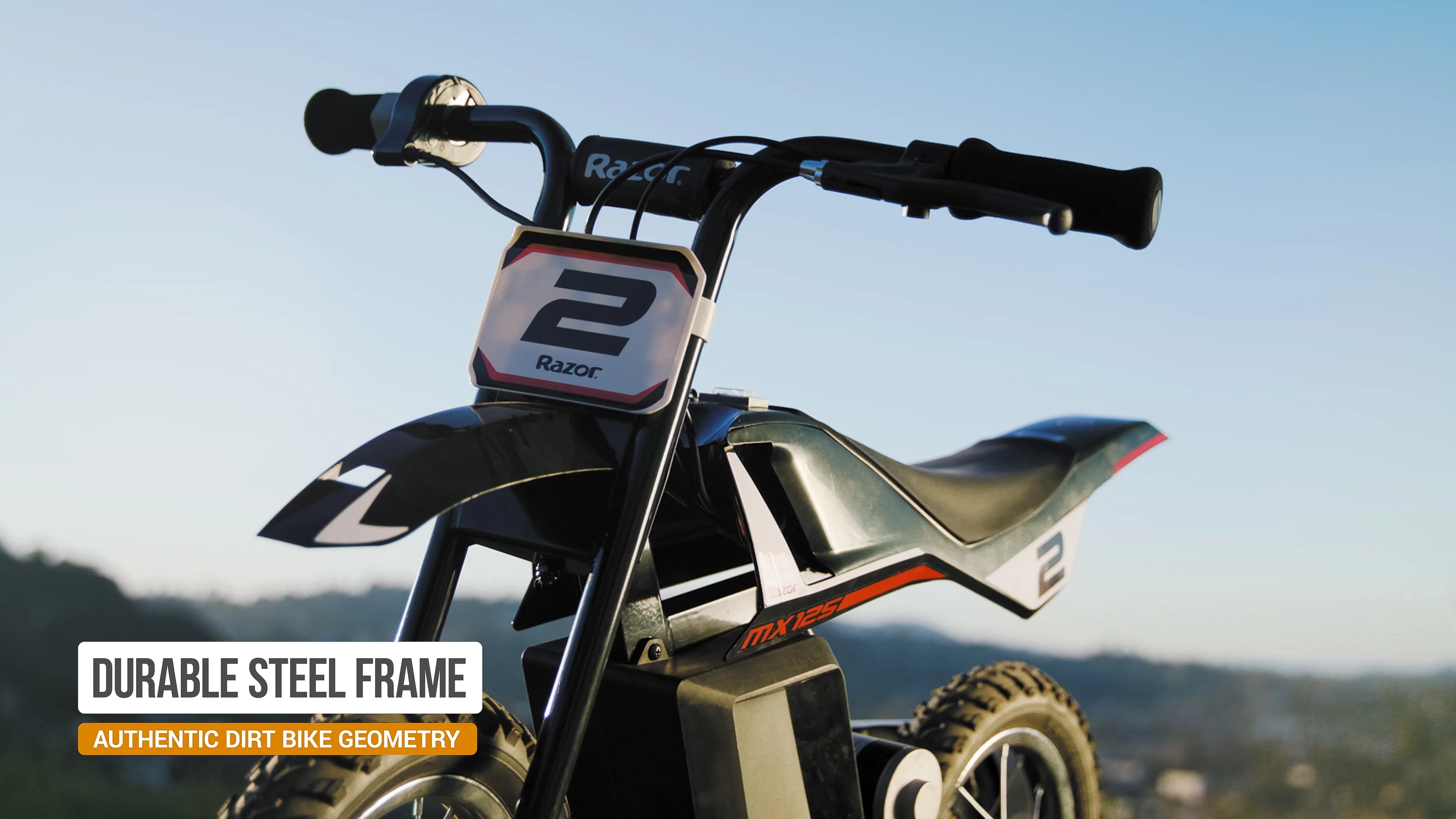 Razor Miniature Dirt Rocket MX125 Electric-Powered Dirt Bike - Black with Decal Included, Recommended For Kids 7+ Between 40 and 80 lbs - Womvr