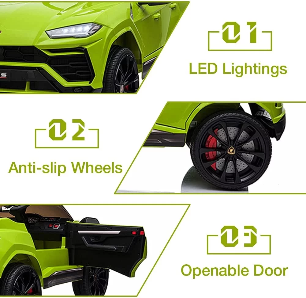 Lamborghini Urus 12V Electric Powered Ride on Car Toys for Girls Boys, Black Kids Electric Vehicles Ride on Toys with Remote Control, Foot Pedal, MP3 Player and LED Headlights, CL61 - Womvr