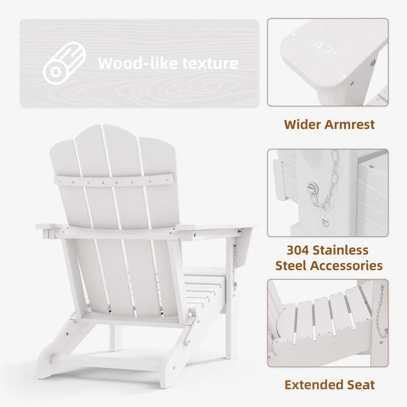 Outdoor Patio Folding HDPE Resin Adirondack Chair, Red - Womvr