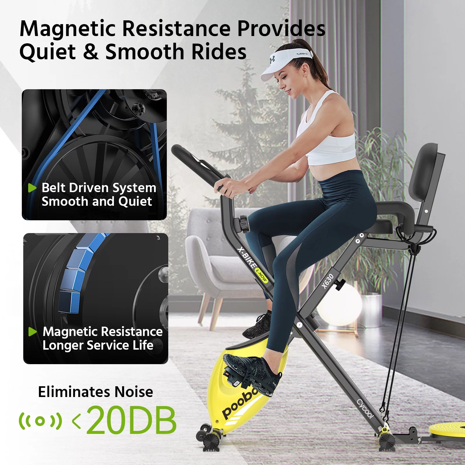 Pooboo 4in1 Folding Exercise Bike Indoor Cycling Bike Stationary Magnetic x Bike Gym Workout 300lb - Womvr