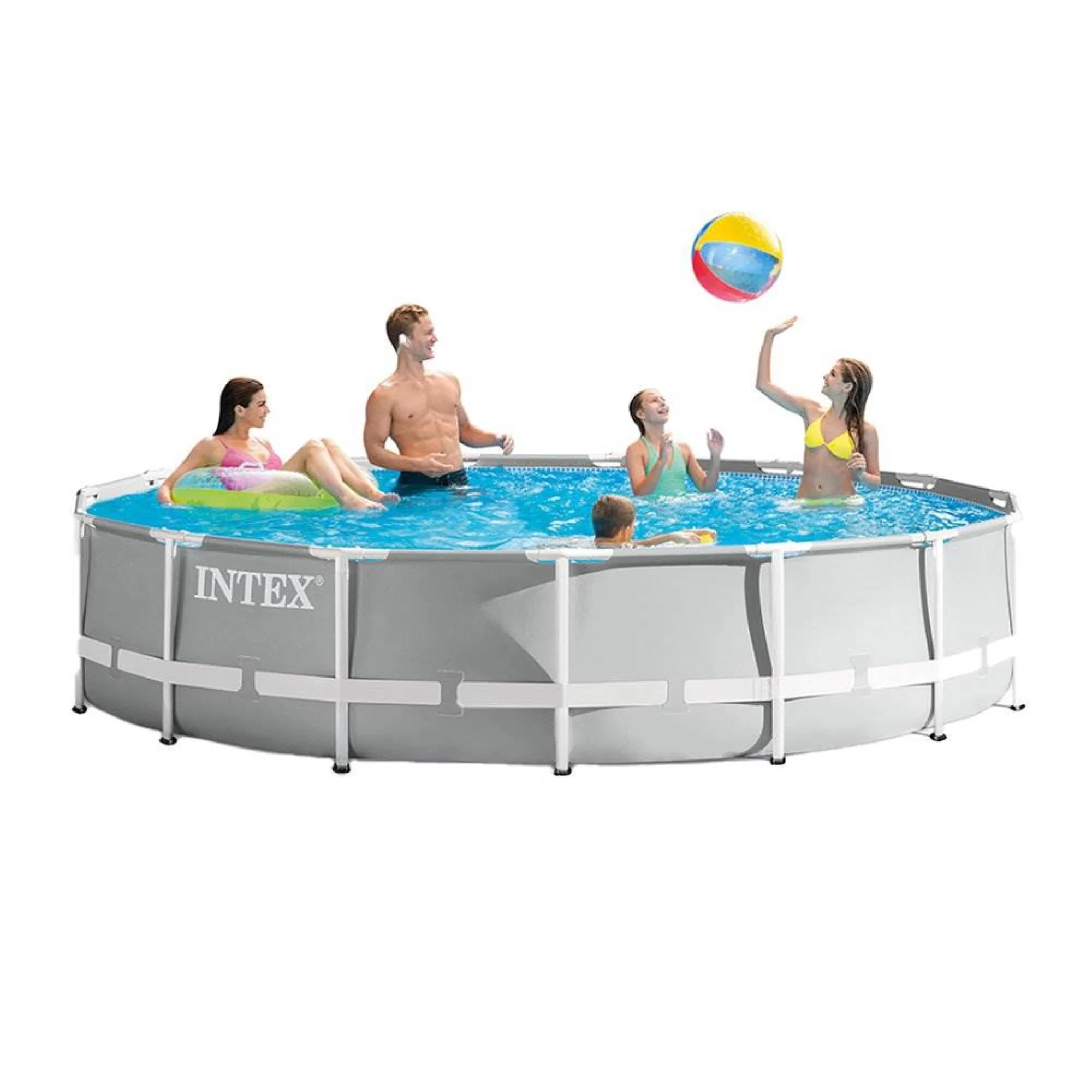 Intex 15ft x 42in Prism Frame Above Ground Swimming Pool Set with Debris Cover - Womvr