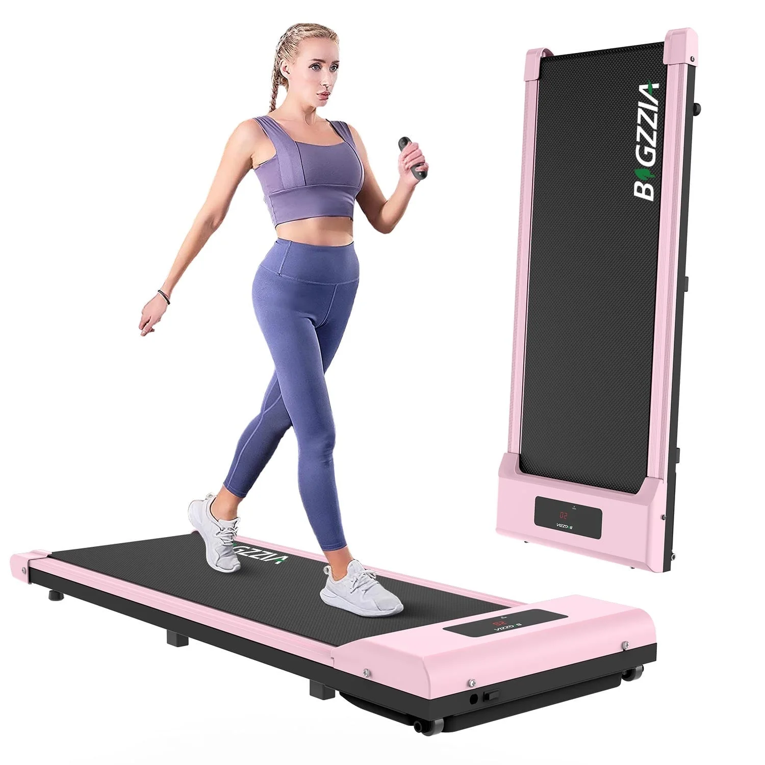 Bigzzia Walking Pad, 2 in 1 Under Desk Treadmill with Remote Control and LCD Display, Compact Treadmill for Home & Office, Silver - Womvr