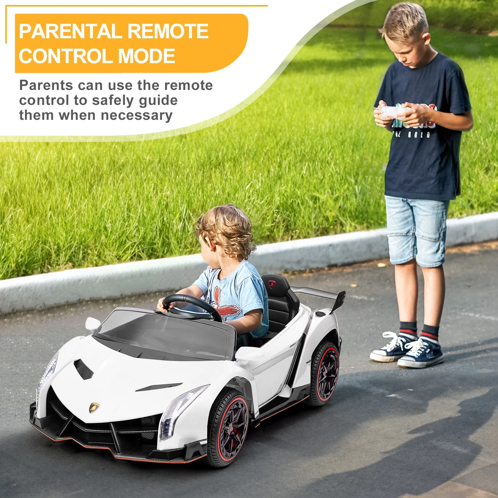 UBesGoo Electric Ride On Car 12V Licensed Lamborghini for Kids Girl, Parent Control, LED Headlights - Pink - Womvr