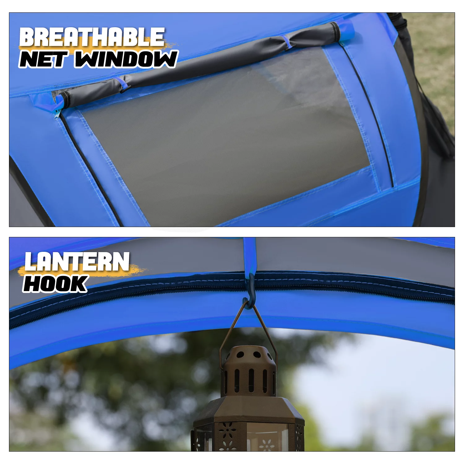 MoNiBloom Tent 3 Person Outdoor Pop Up, Family Travel Weatherproof Tent, 2 Doors and Side Windows with Carry Bag, Yellow - Womvr