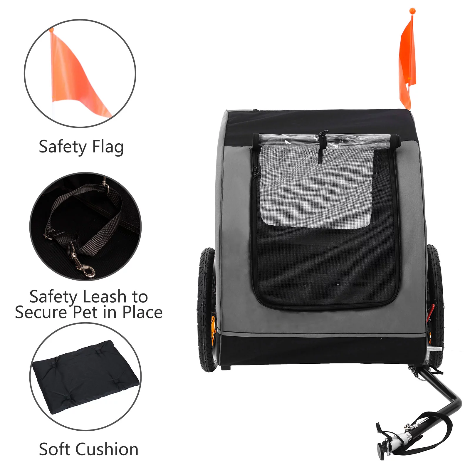 MOJAY Foldable Dog Bike Trailer with Rear Entrance for Small and Medium Pets Under 88 lbs, Outdoor Bike Trailer, Green - Womvr