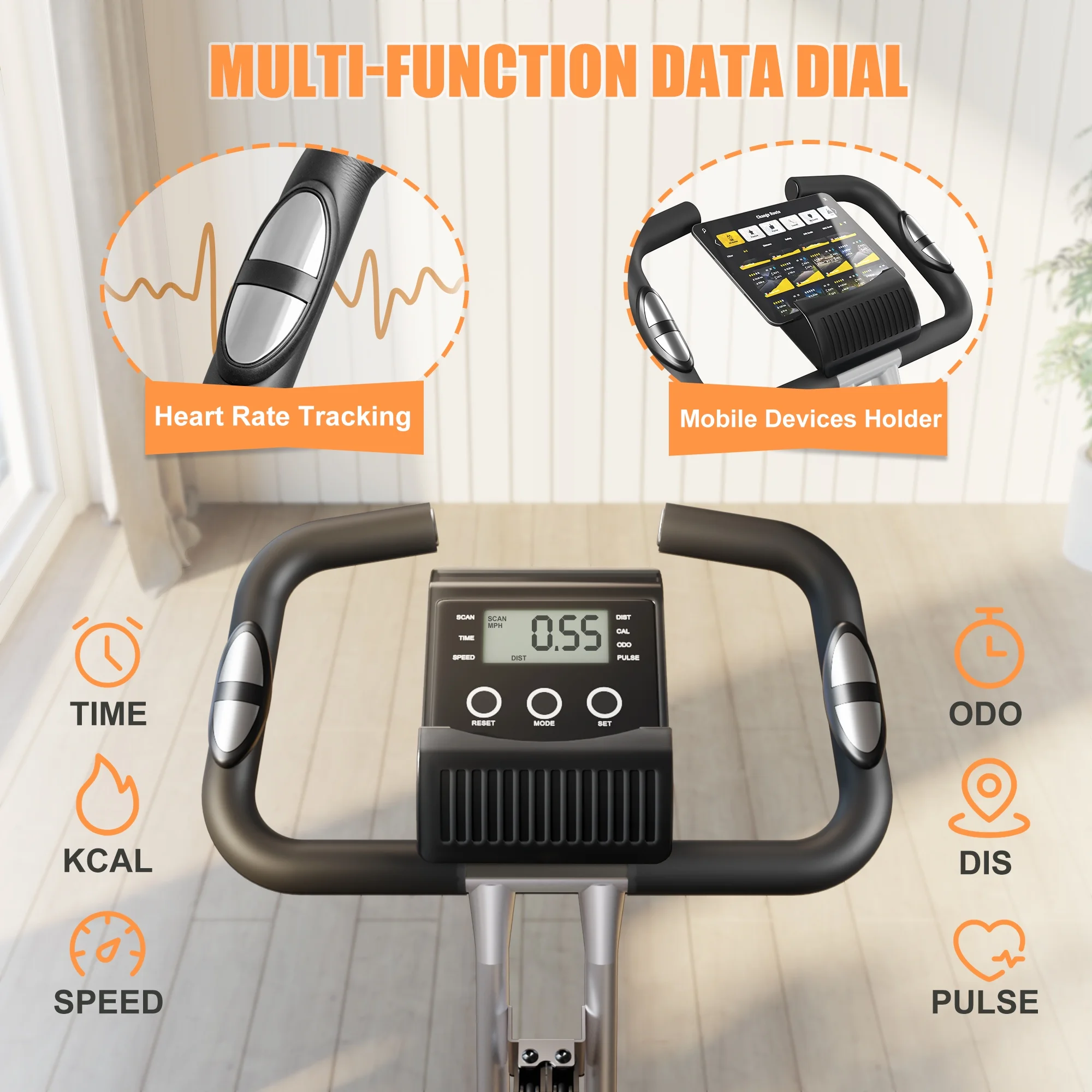 JELENS Folding Exercise Bike, 4 in 1 Stationary Bike 16-Level Magnetic Resistance Cycling Bicycle Upright Indoor Cycling Bike for Home Workout 330LB Capacity - Womvr