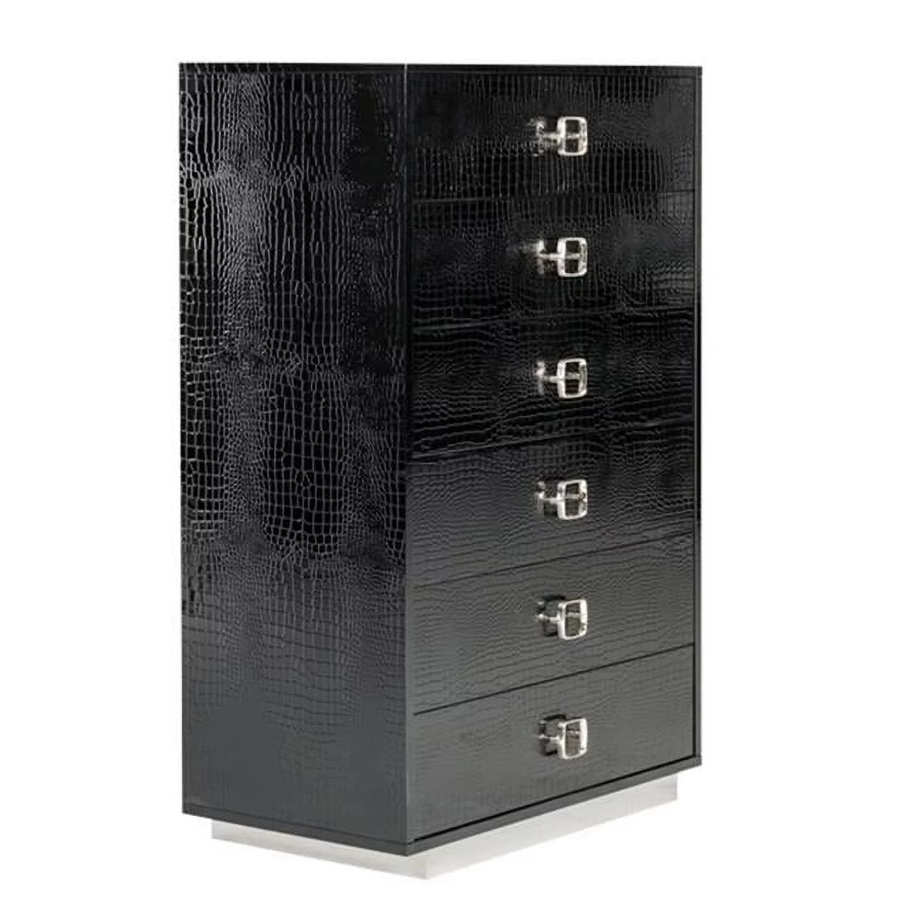 Benjara BM301317 49 in. Hart Dresser with 5 Drawers & Crocodile Skin Texture. Lacquer & Black - Womvr