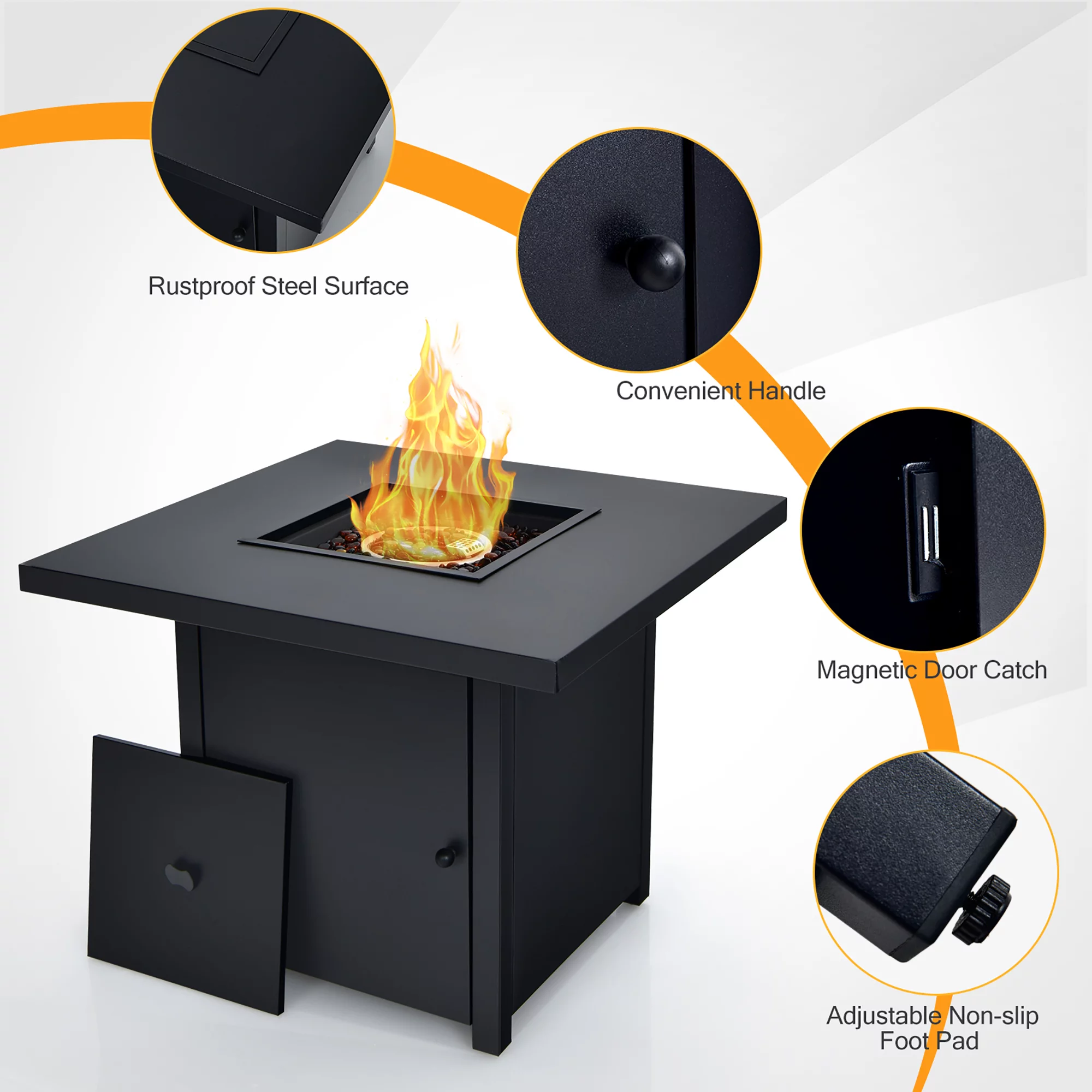 Costway 32'' Patio Fire Pit Table Propane Heater 40,000 BTU w/CSA Certification - Womvr