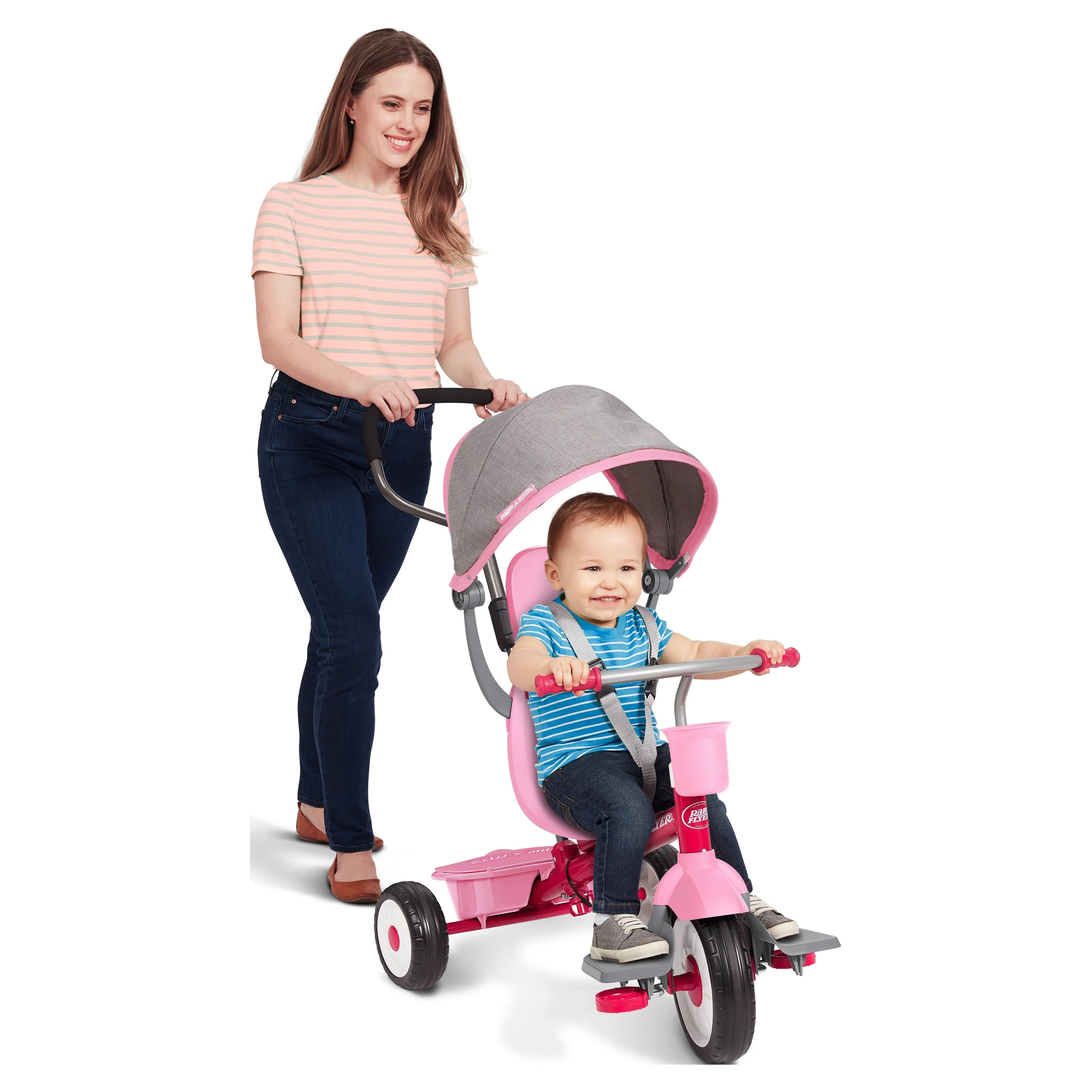 Radio Flyer, 4-in-1 Stroll 'N Trike with Activity Tray, Red & Gray, Convertible Tricycle,  Unisex - Womvr