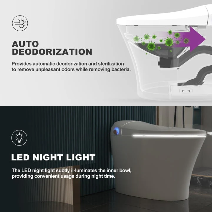 Horow Smart Toilet with Heated Seat, Automatic Power Flush Tankless,Ceramic One Piece Toilets for Bathroom - Womvr