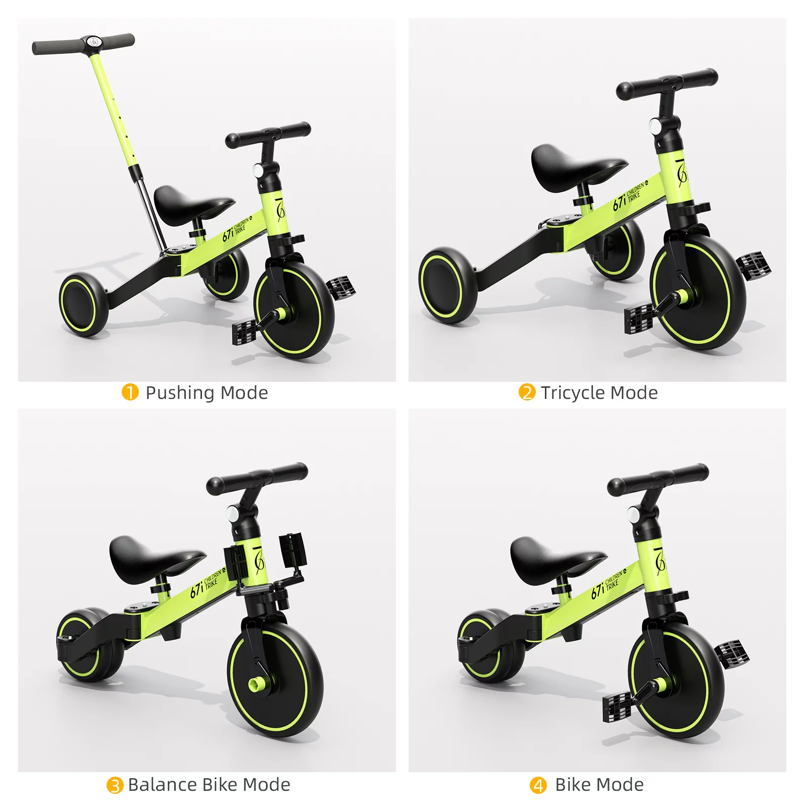 KORIMEFA Toddler Bike with Push Handle, Toddler Tricycle for Age 1 to 3 Years Old Boy Girl, Baby Bike Balance Bike - Womvr