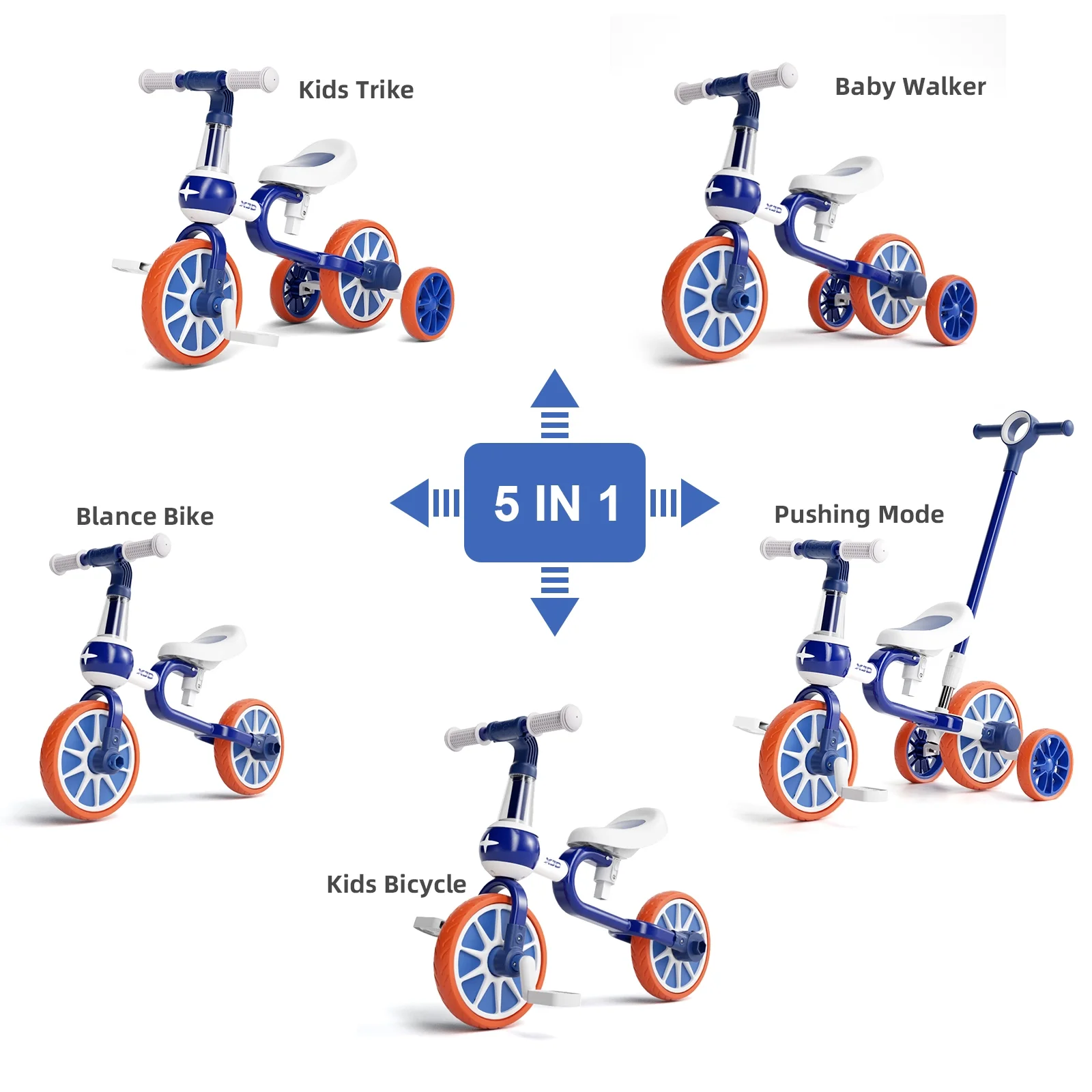 XJD 7 in 1 Toddler Bike for 1 Year to 4 Years Old Kids, Toddler Tricycle Kids Trikes Tricycle, Gift & Toys for Boy & Girl, Balance Training, Removable Pedals - Womvr